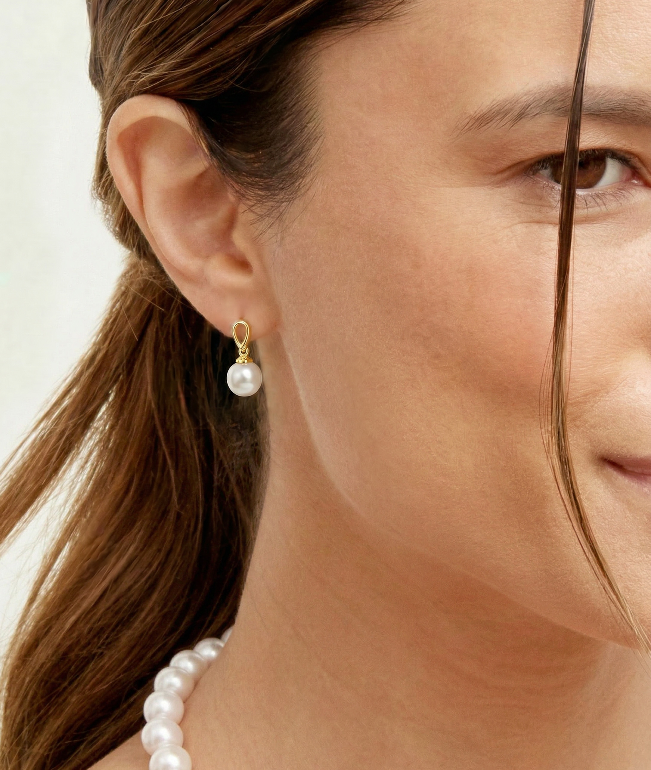 Freshwater Pearl Sherry Earrings - Model Image