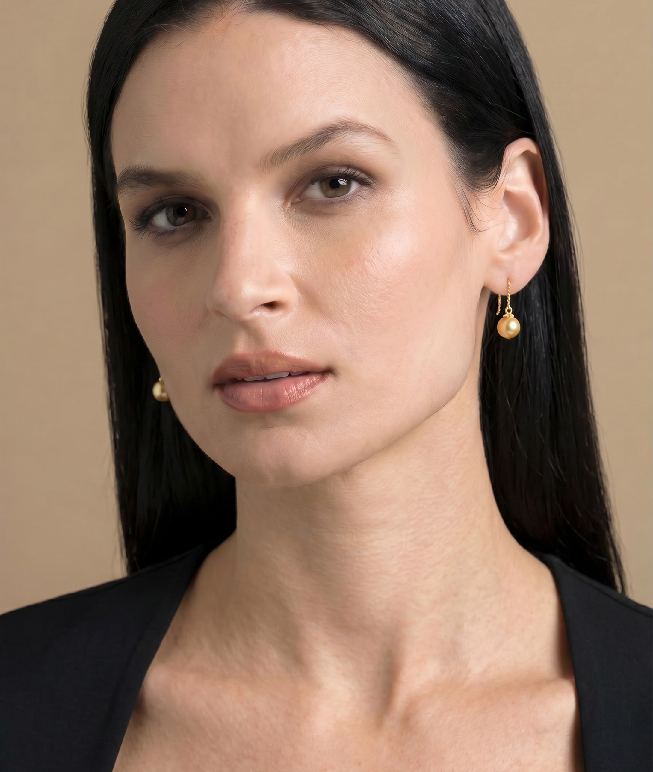 Golden South Sea Pearl Cindy Earrings - Model Image