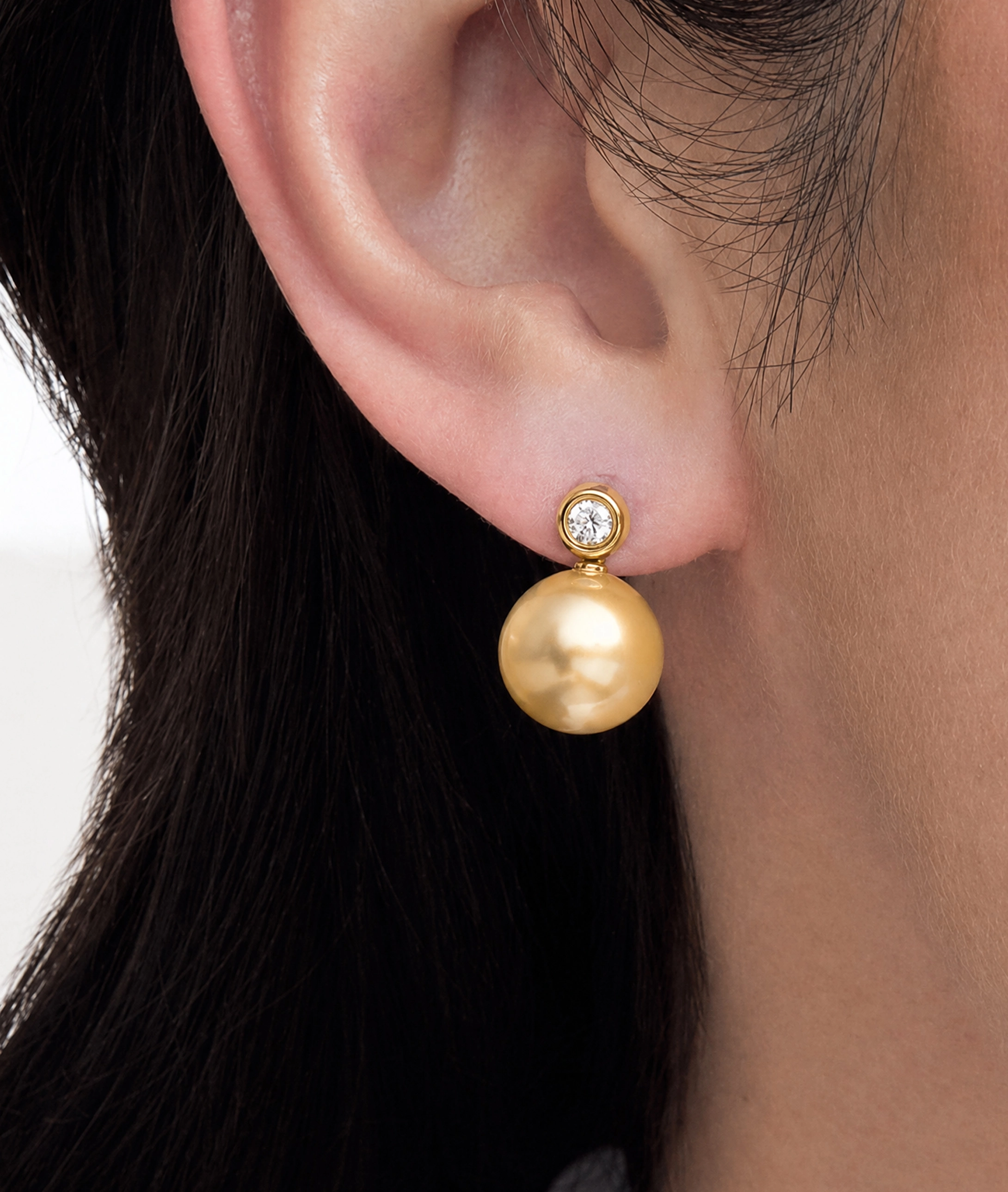 Golden South Sea Pearl & Diamond Dakota Earrings