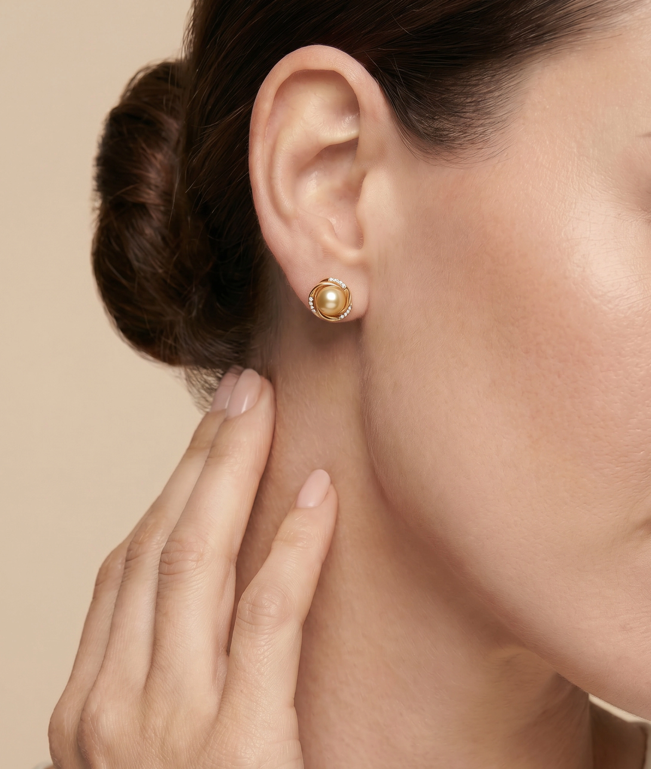 Golden South Sea Pearl and Diamond Lexi Earrings