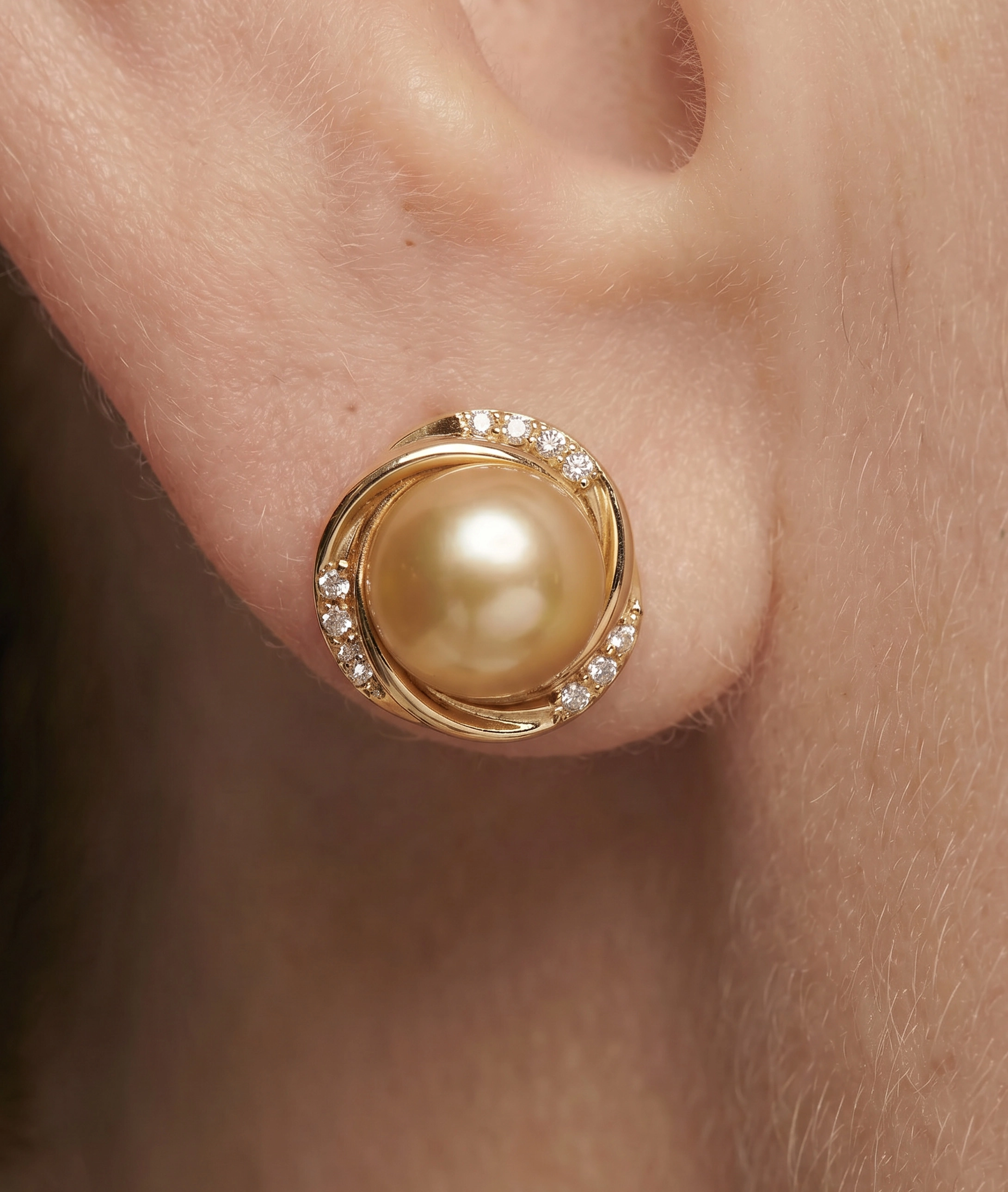 Golden South Sea Pearl and Diamond Lexi Earrings