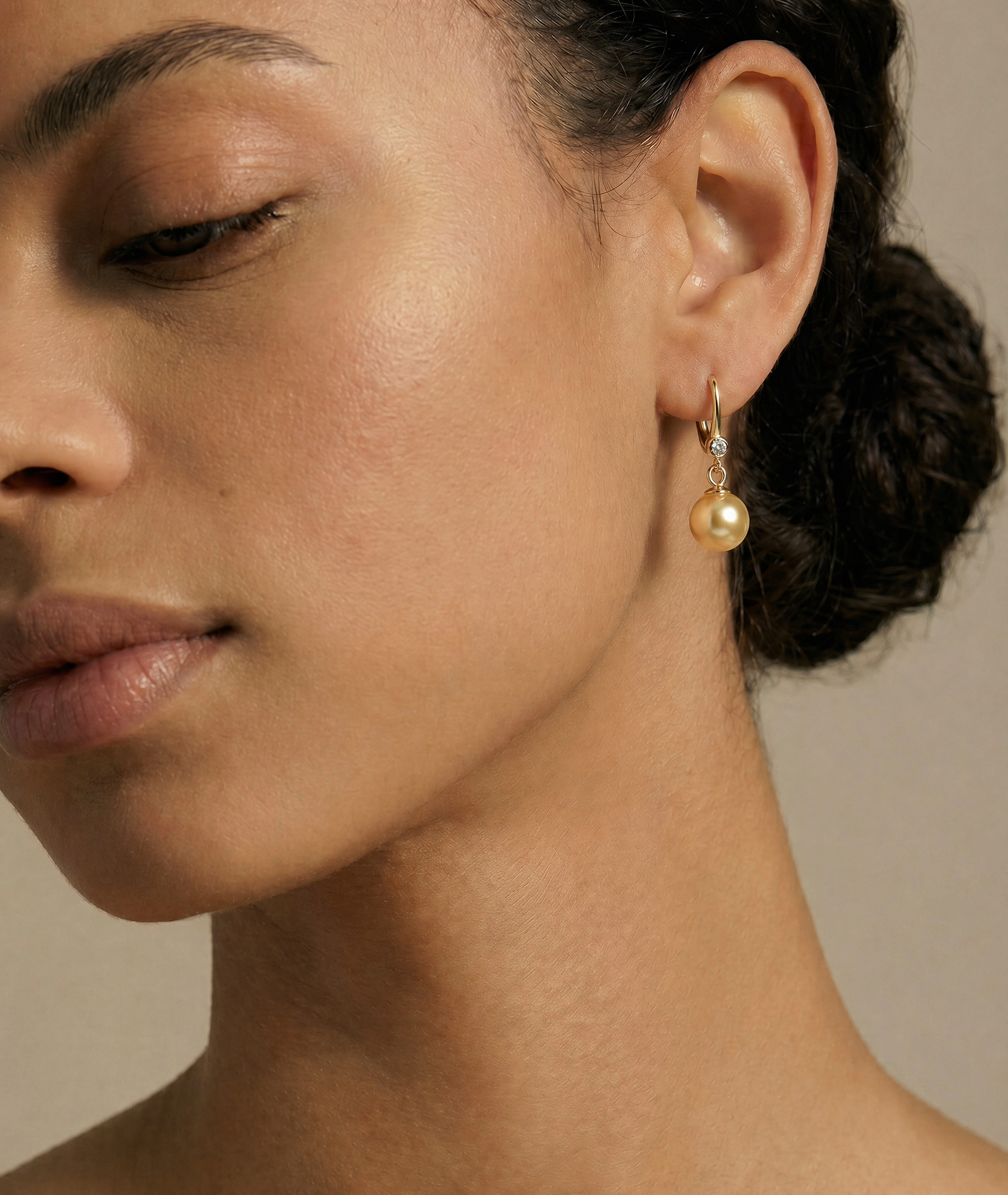 Golden Pearl & Diamond Michelle Earrings