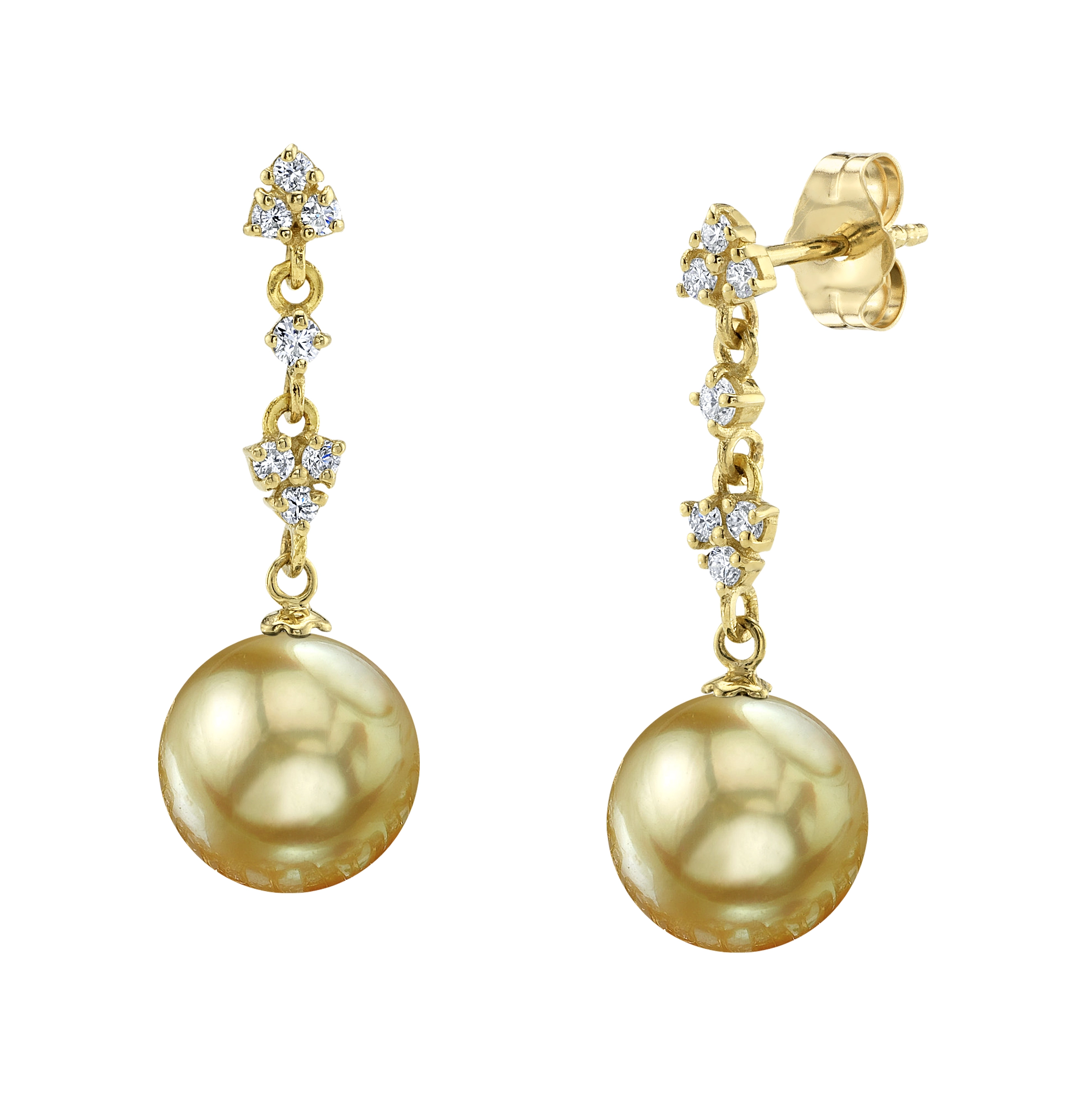 Golden Pearl & Lab Grown Diamond Georgia Earrings