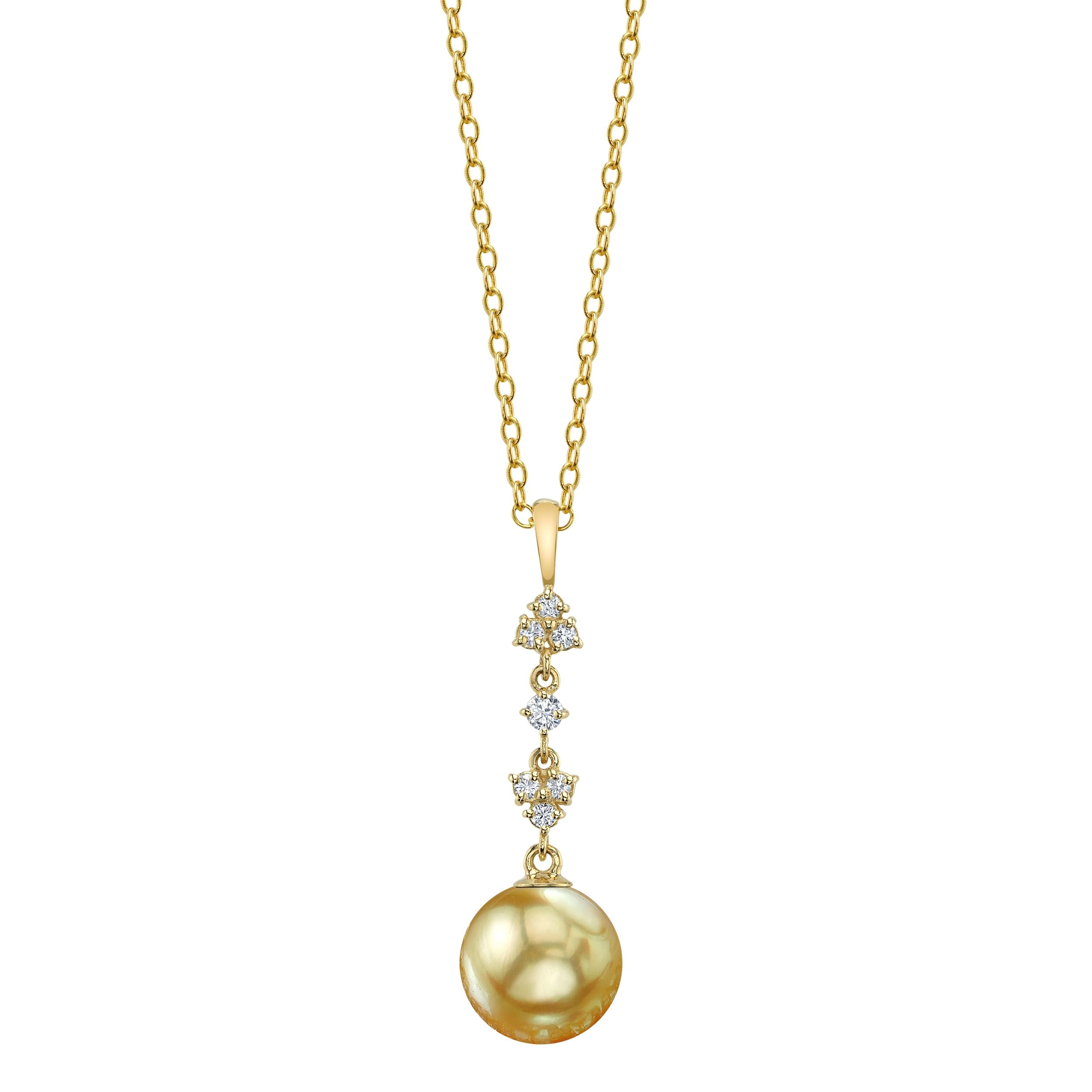 Golden South Sea Pearl & Lab Grown Diamond Georgia Pendant