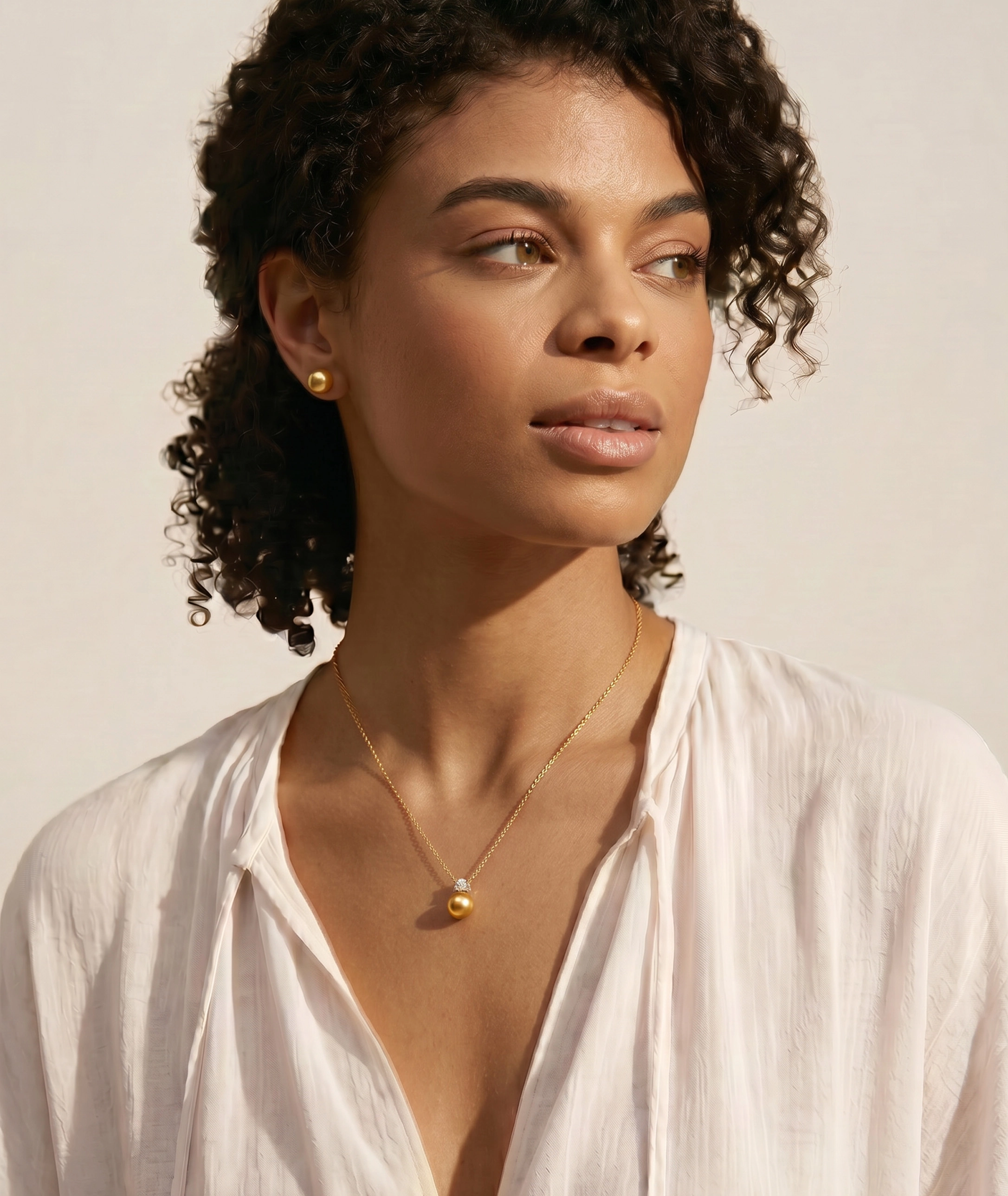 Golden South Sea Pearl & Diamond Ellie Pendant