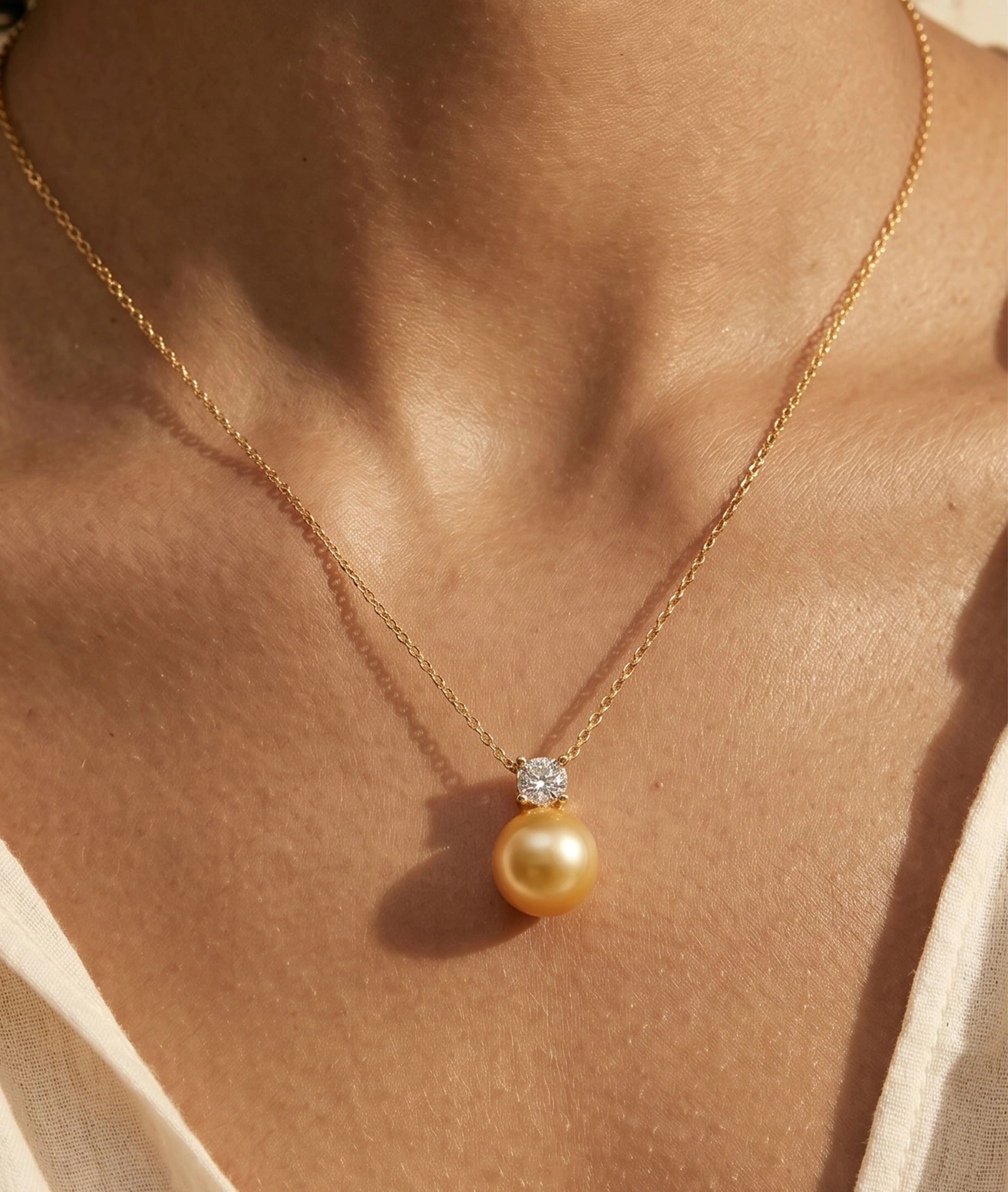 Golden South Sea Pearl & Diamond Ellie Pendant