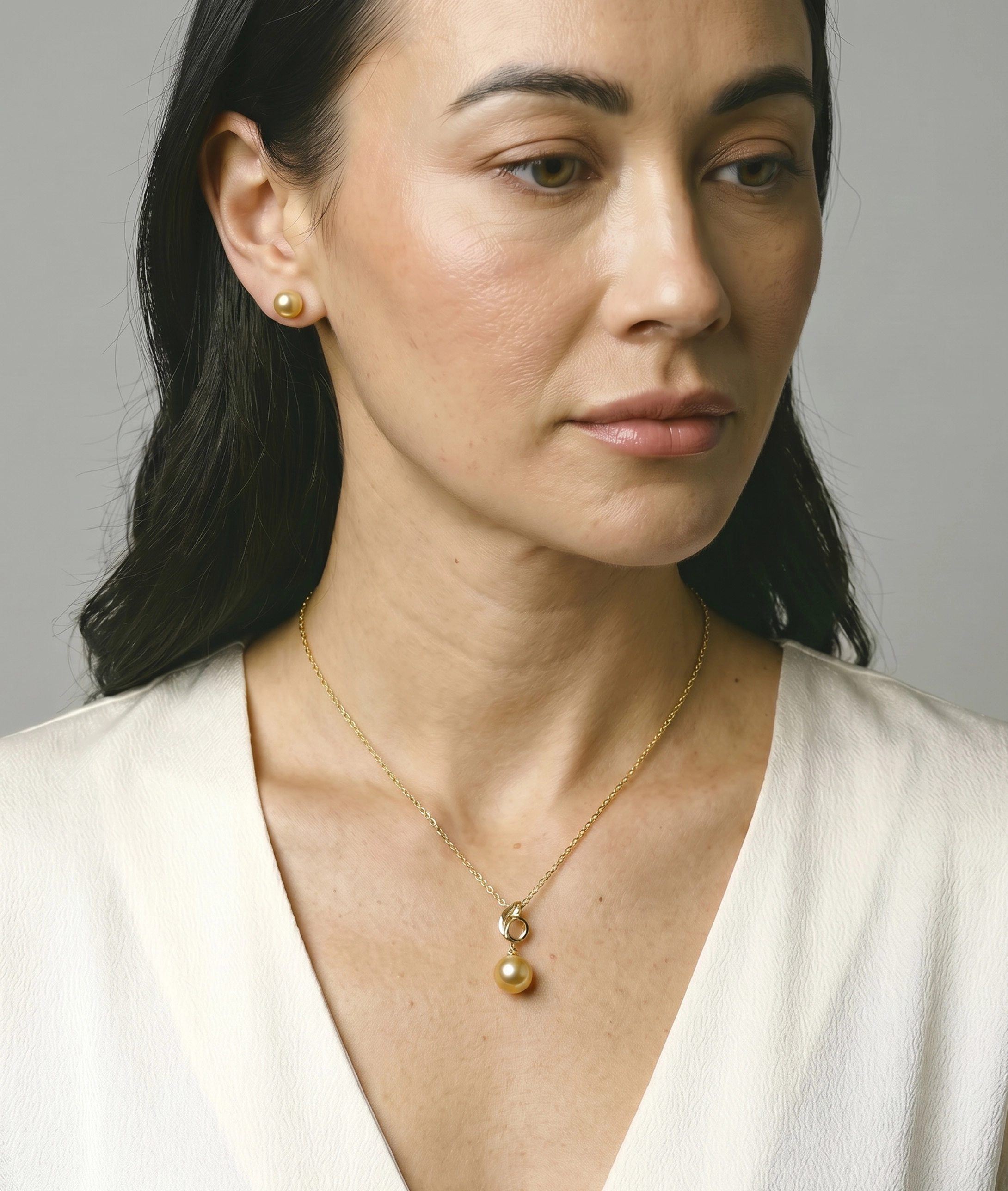 14K Gold Golden Pearl & Diamond Symphony Pendant