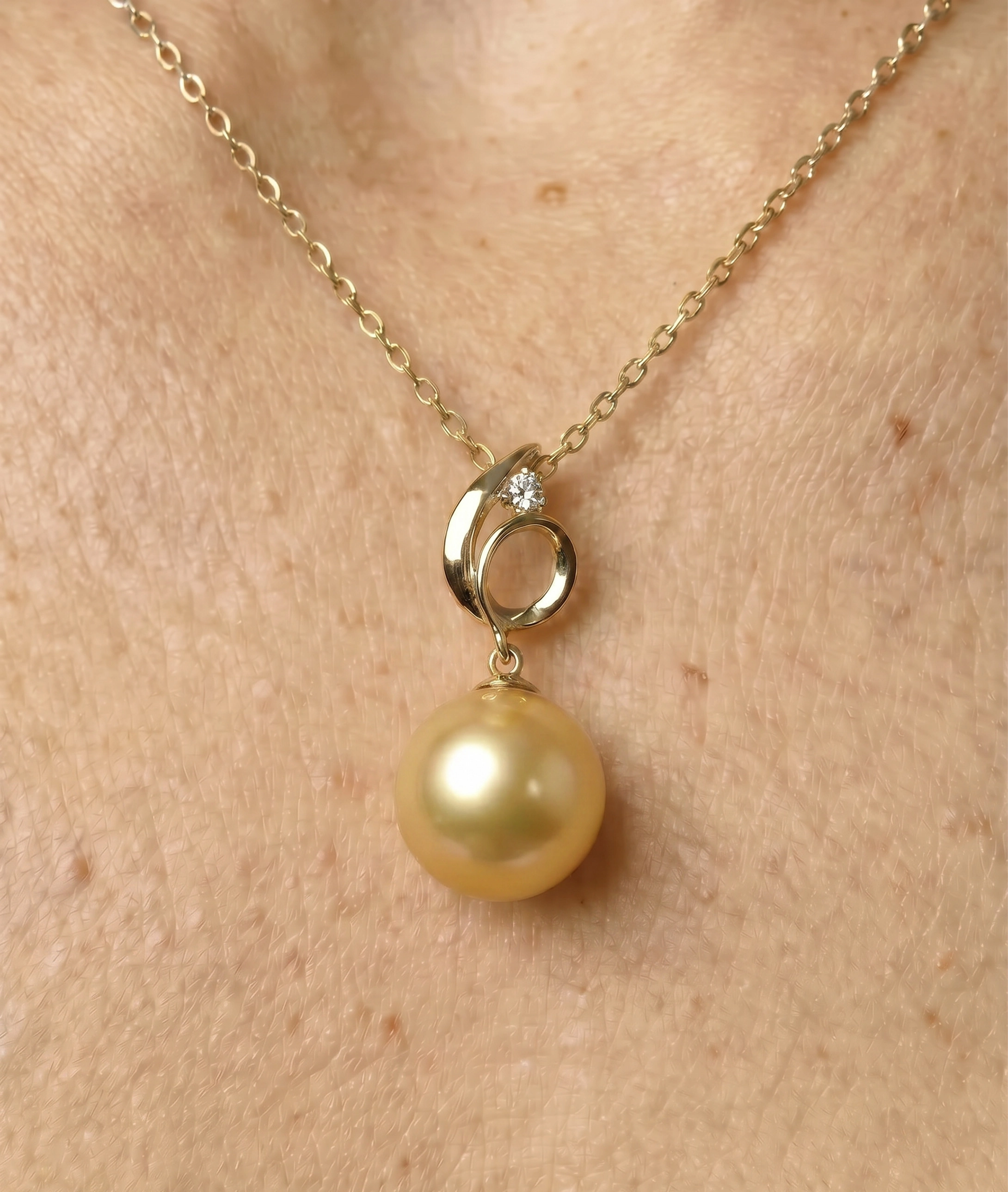 14K Gold Golden Pearl & Diamond Symphony Pendant
