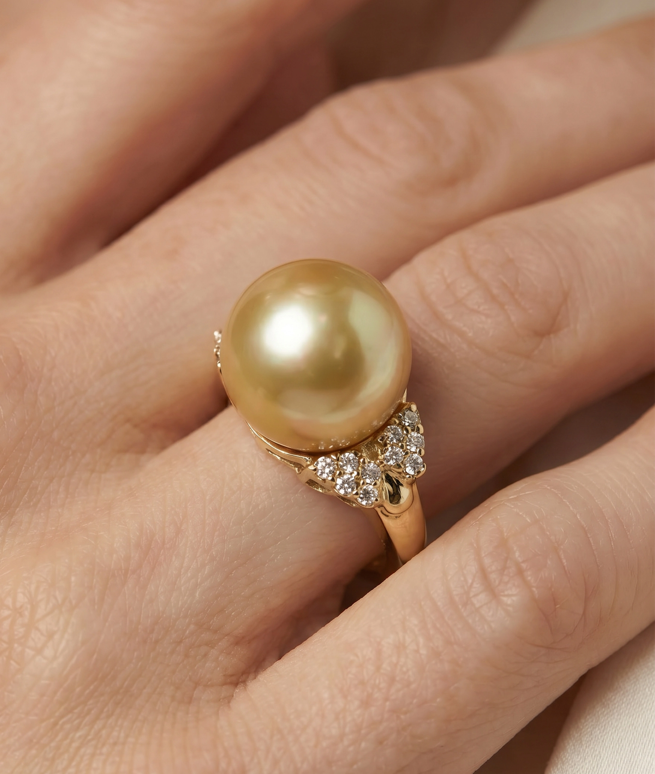 Golden South Sea Pearl & Diamond Nora Ring