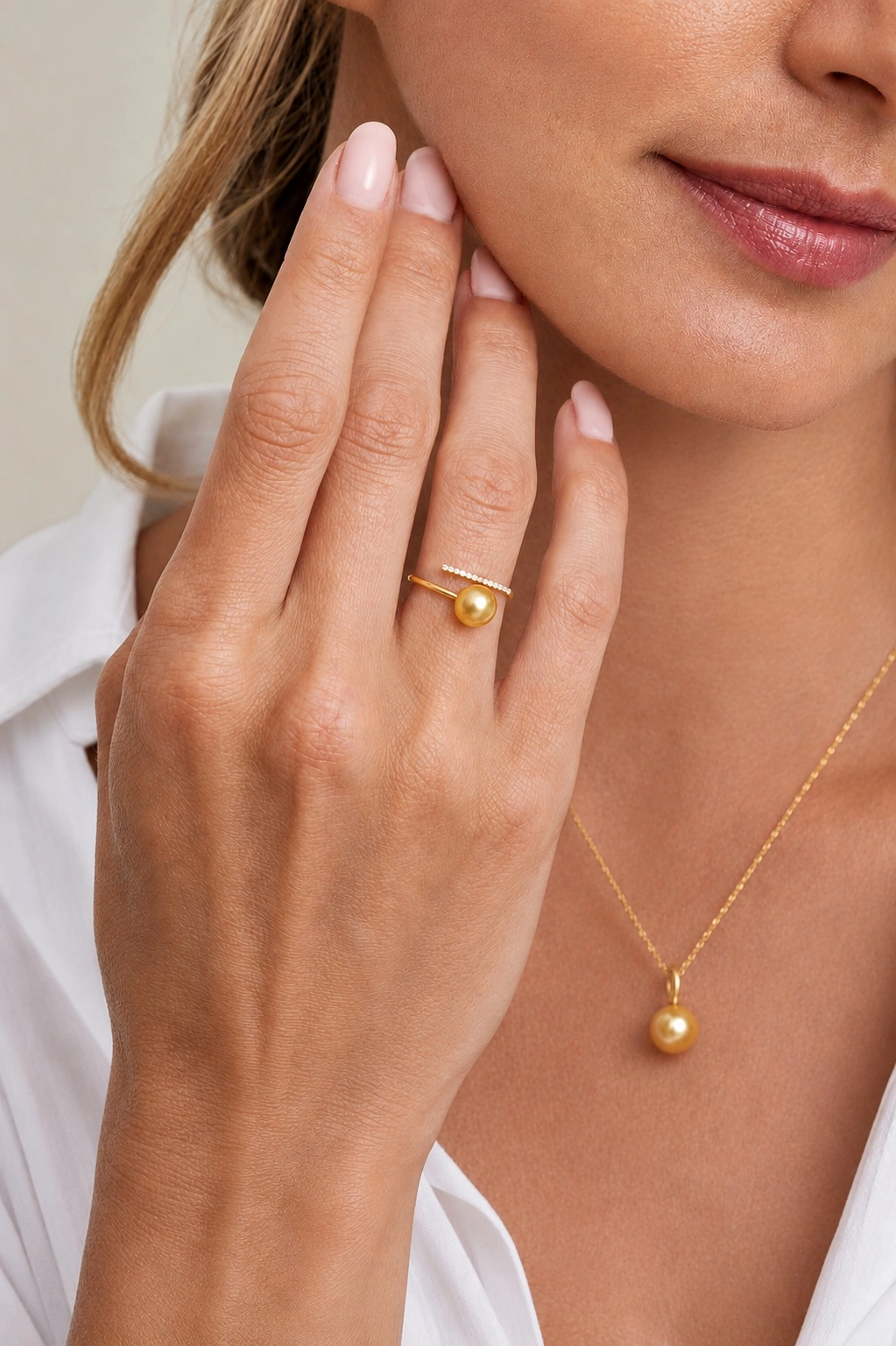Golden South Sea Pearl & Diamond Valentina Ring