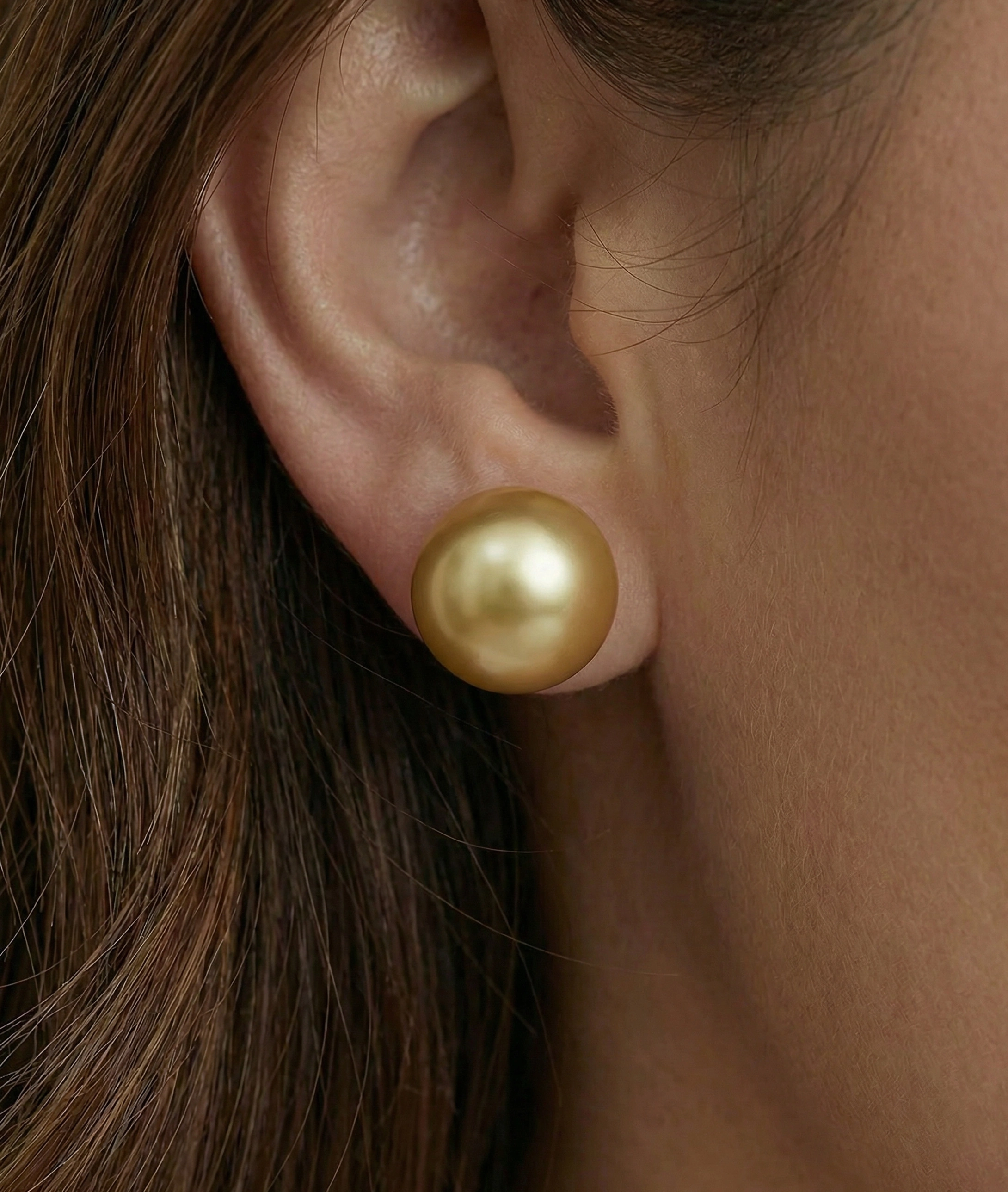 12mm Golden South Sea Round Pearl Stud Earrings