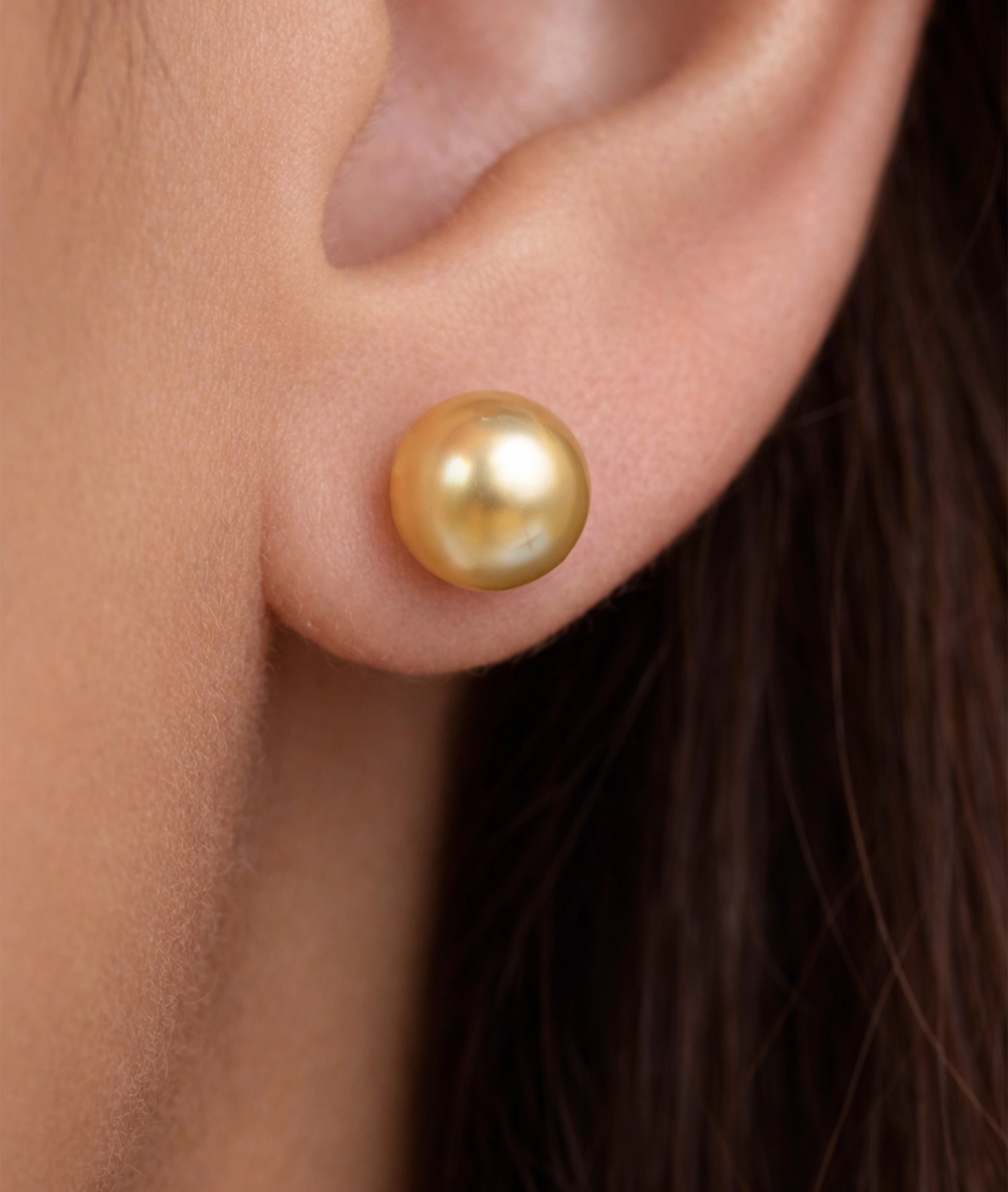 6mm Golden South Sea Round Pearl Stud Earrings