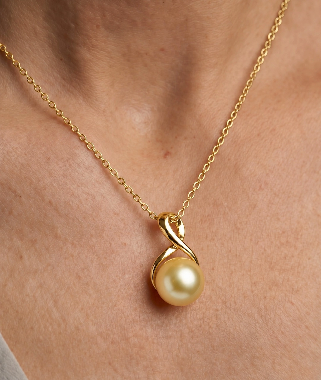 Golden South Sea Pearl Infinity Pendant