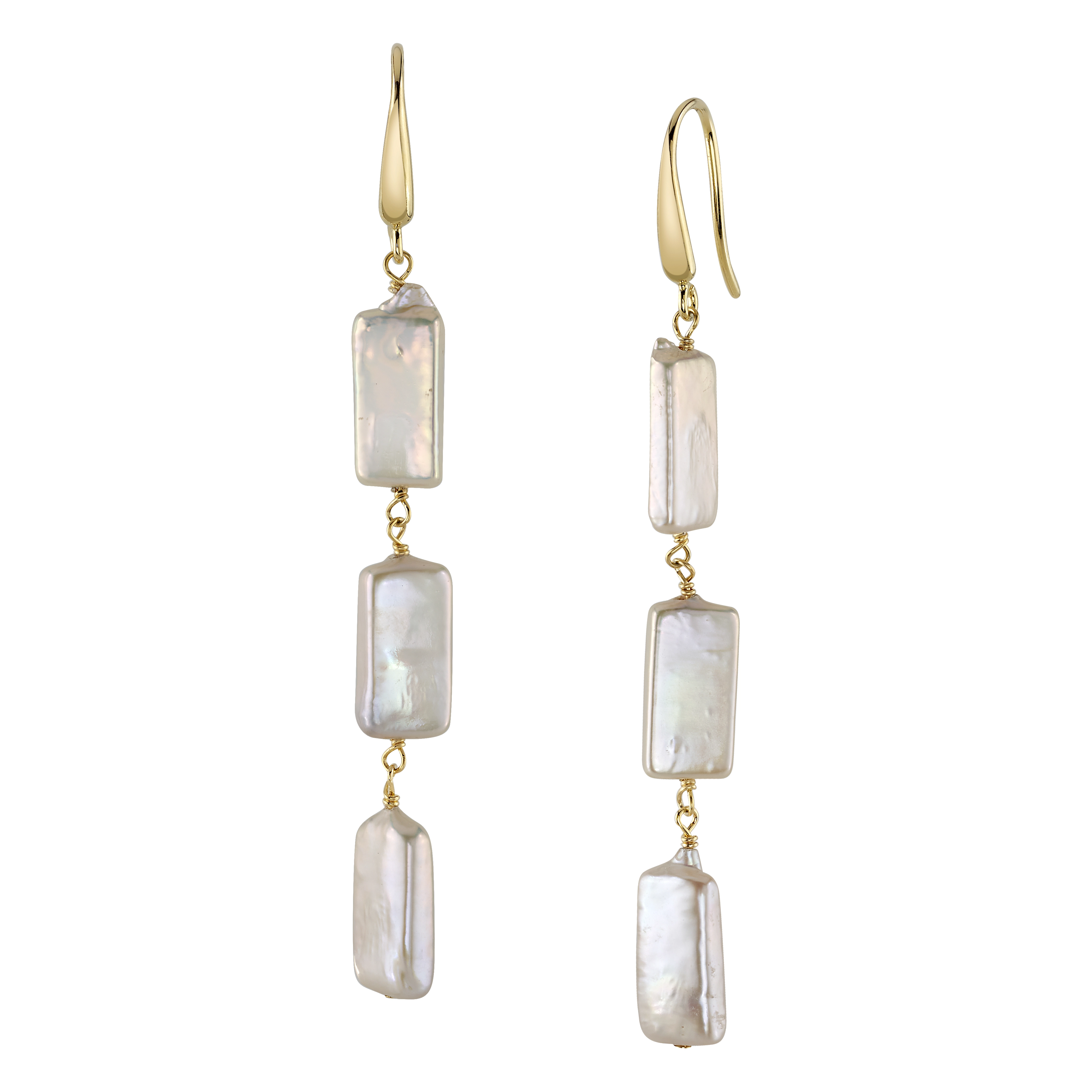 Triple White Freshwater Baroque Pearl Jaylene Earrings