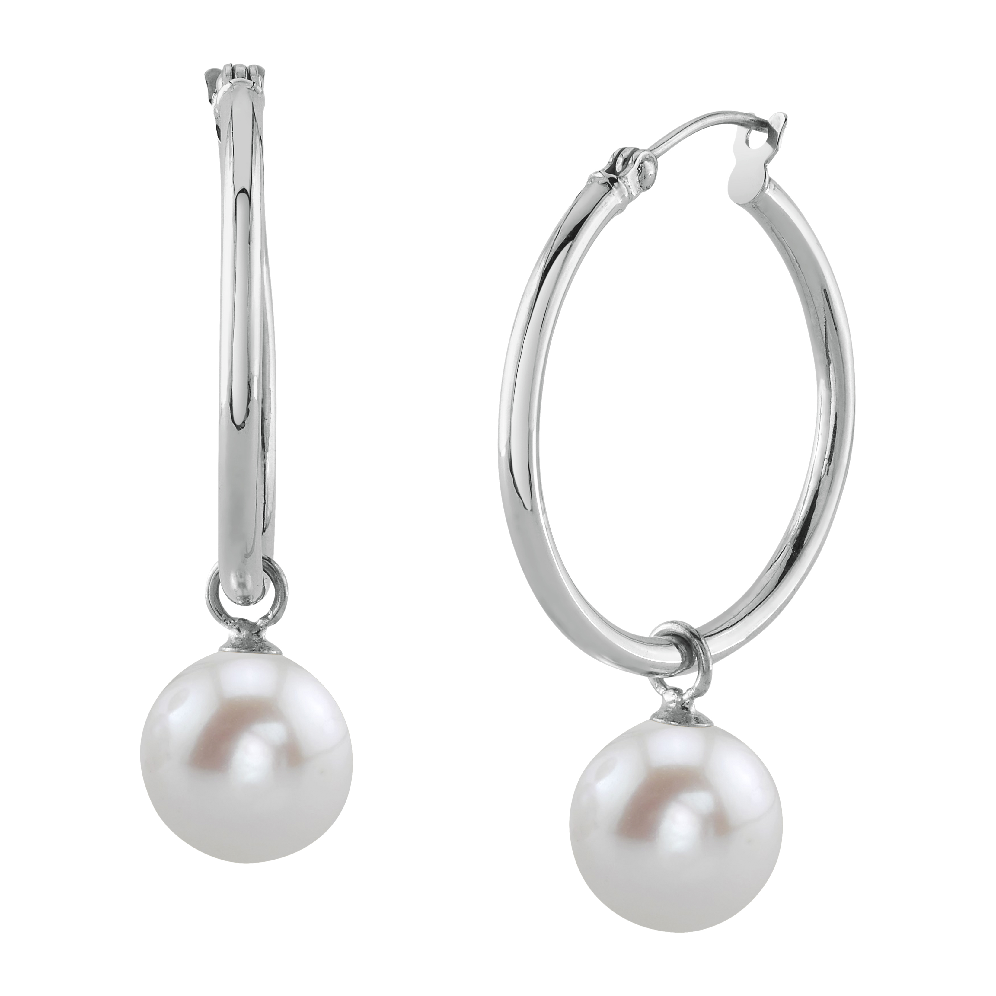 Freshwater Pearl Hoop Leane Dangling Earrings