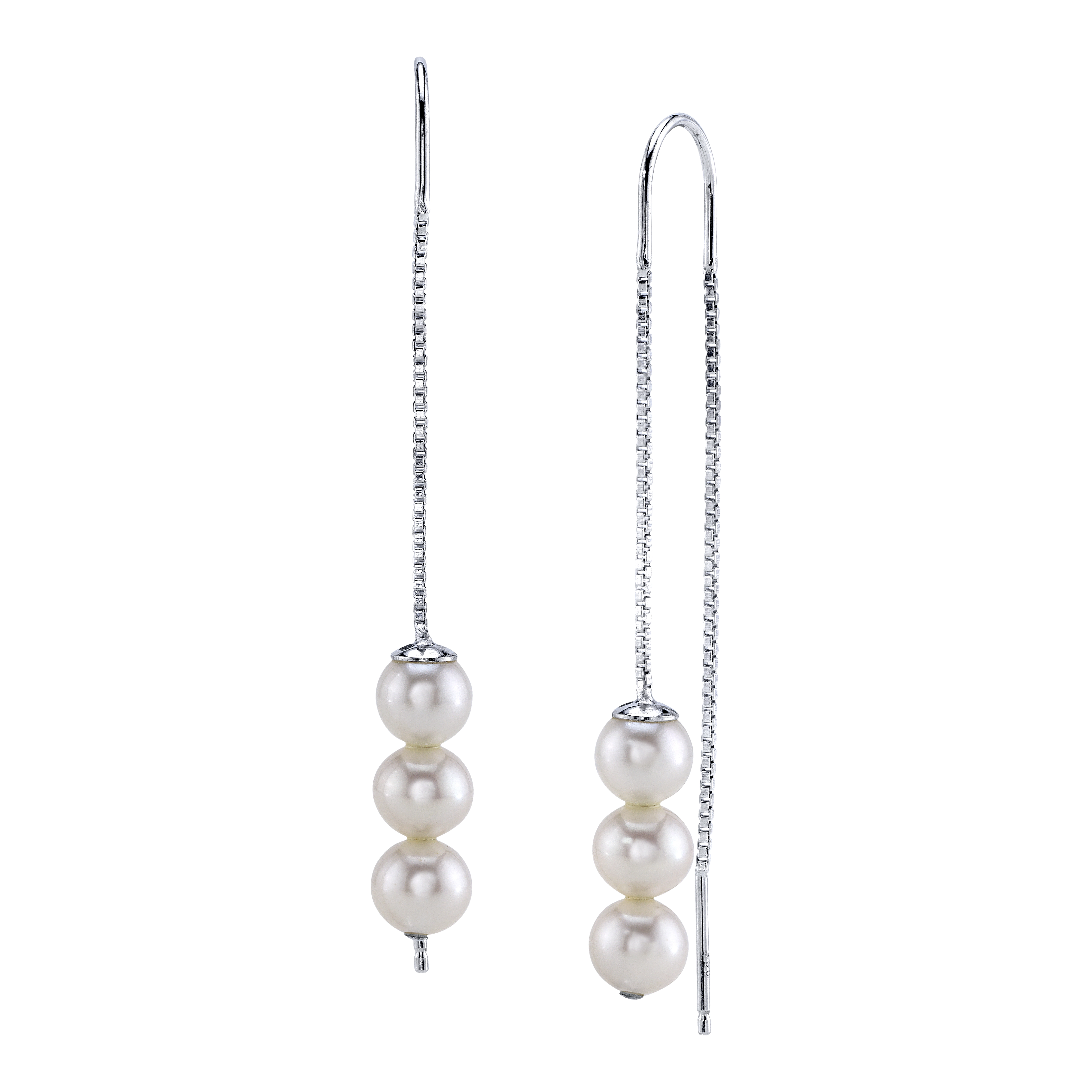 Triple White Freshwater Pearl Louise Earrings