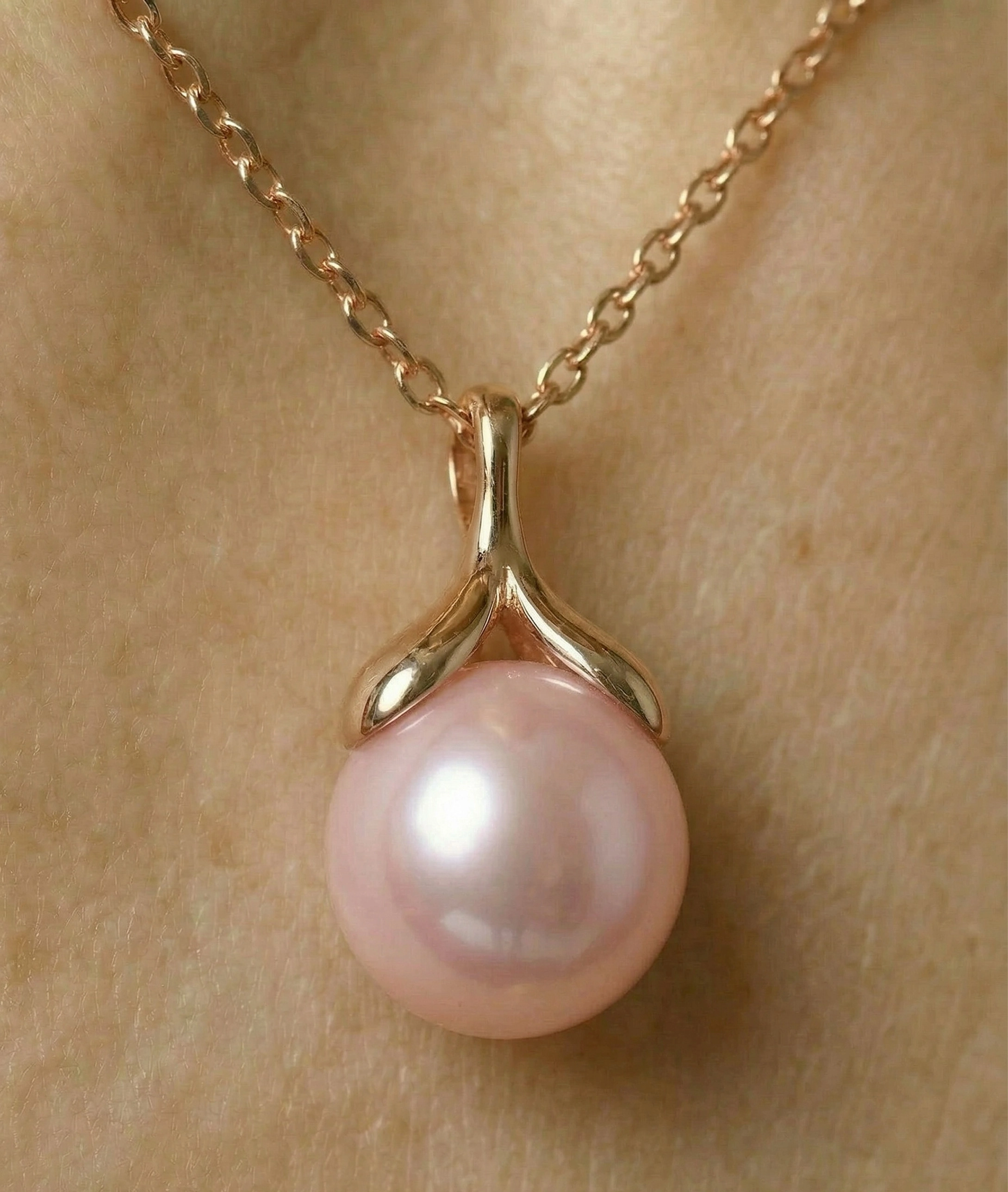 10-11mm Pink Freshwater Pearl Rose Gold Plated Olive Drop Pendant and Earrings Set