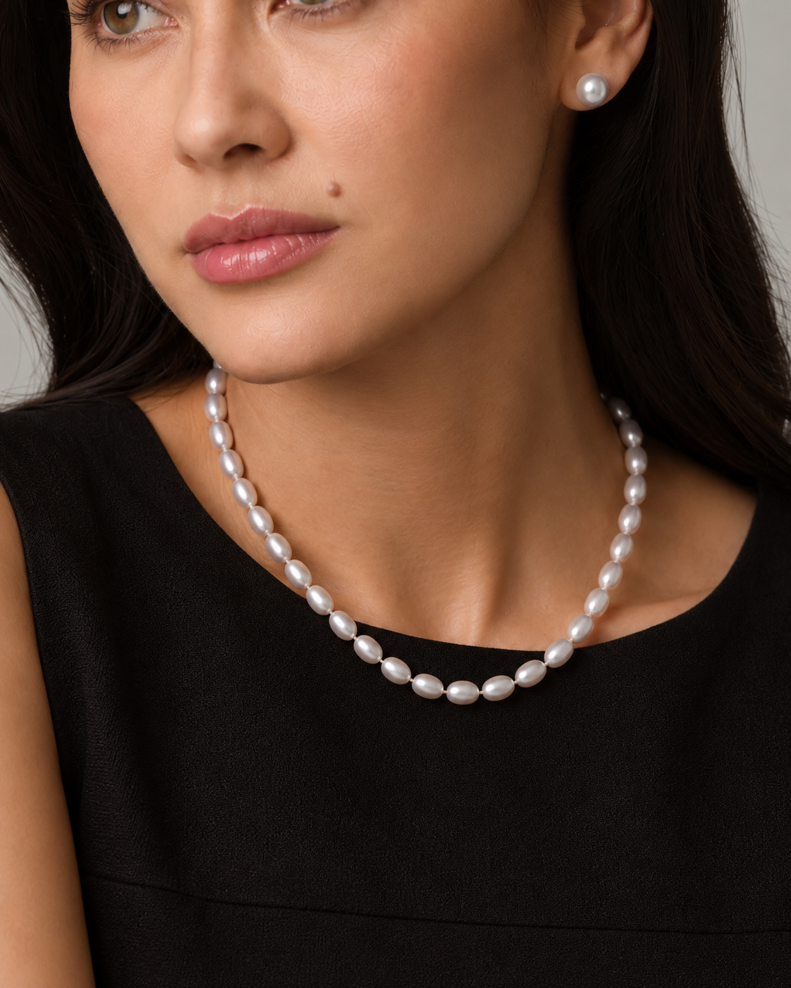 8.0-8.5mm Japanese Akoya Baroque Pearl Necklace - Model Image