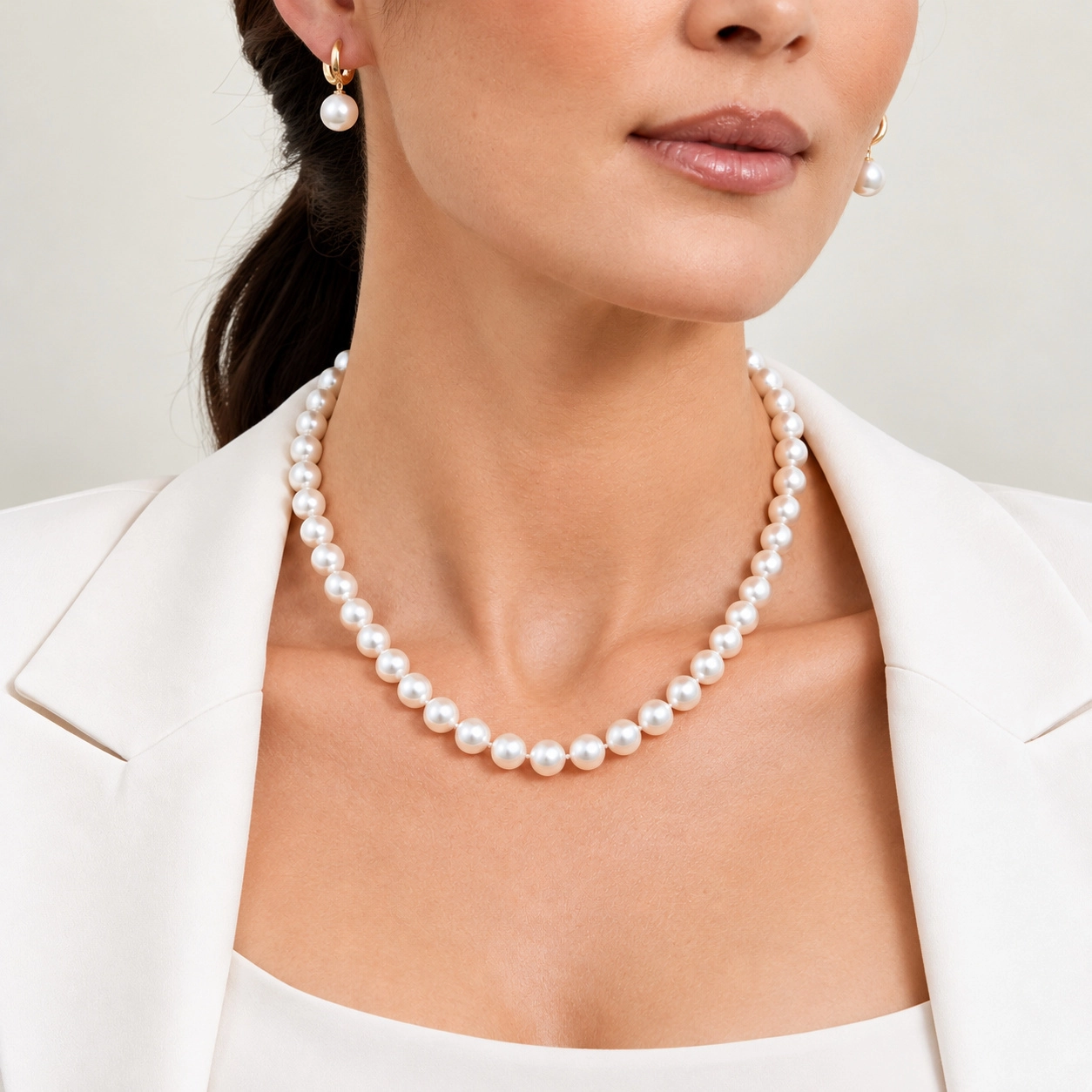 8.0-8.5mm Japanese Akoya White Pearl Necklace - AA+ Quality