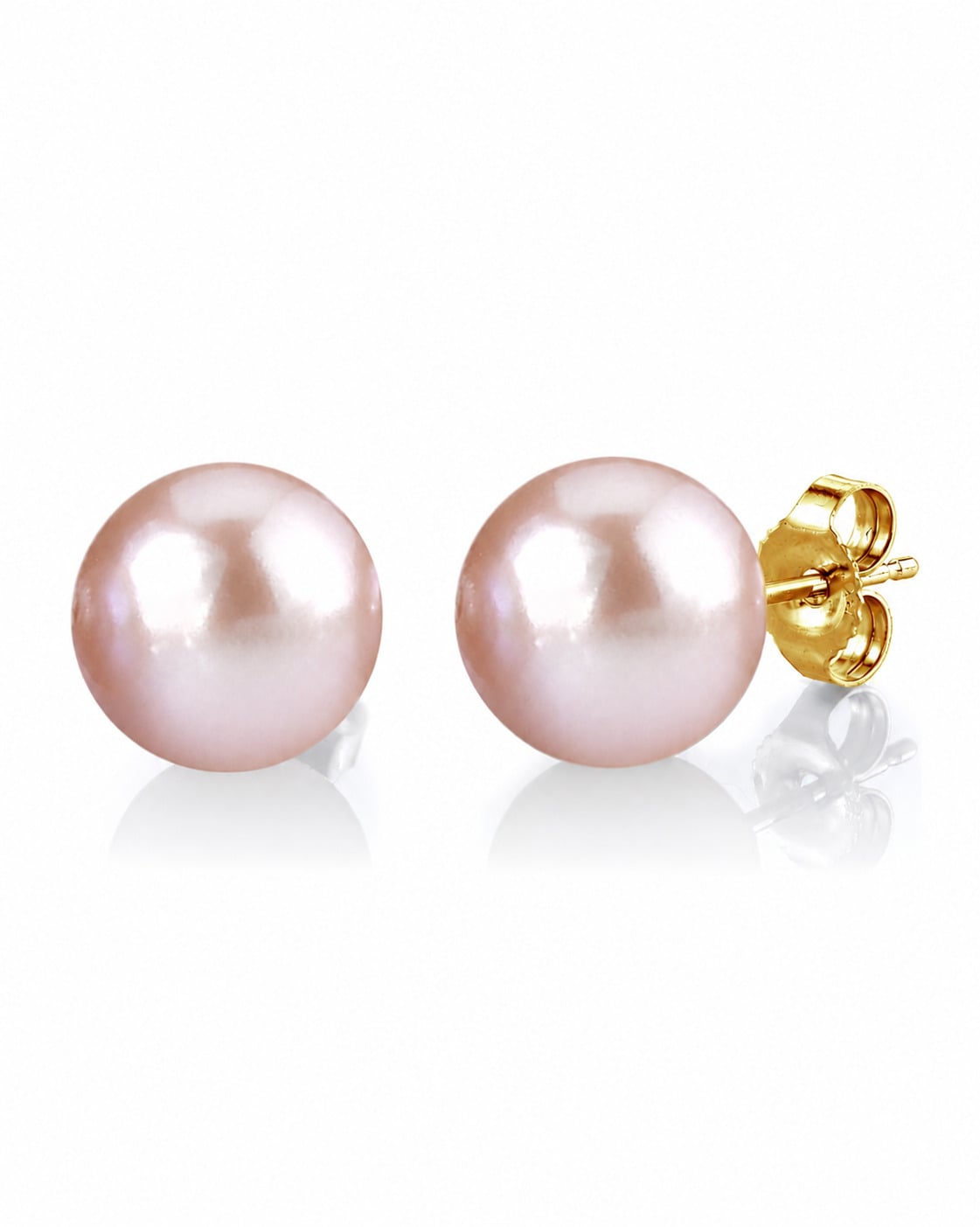 10mm Pink Freshwater Round Pearl Stud Earrings