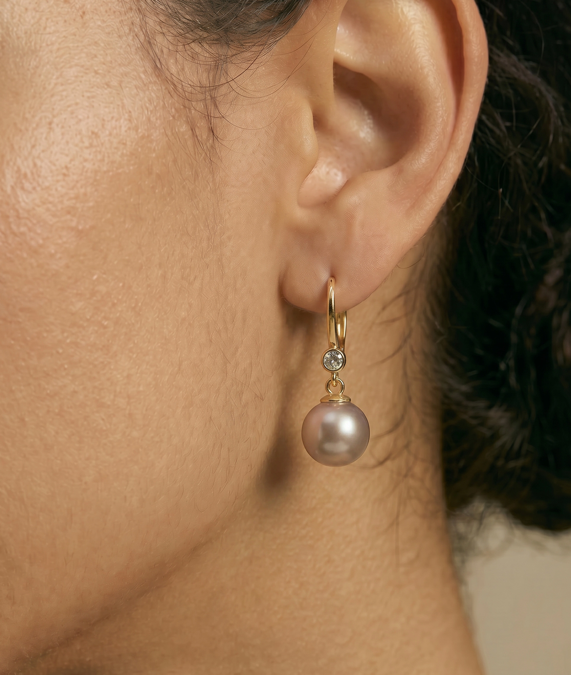 Pink Freshwater Pearl & Diamond Michelle Earrings