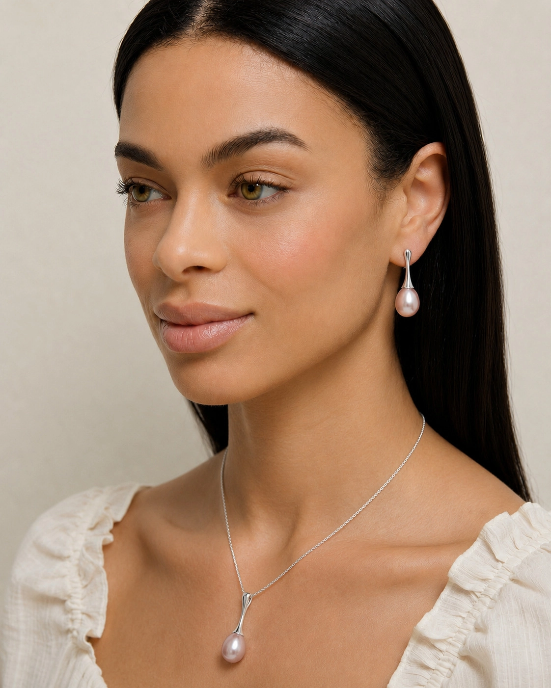 Pink Freshwater Pearl Long Teardrop Pendant