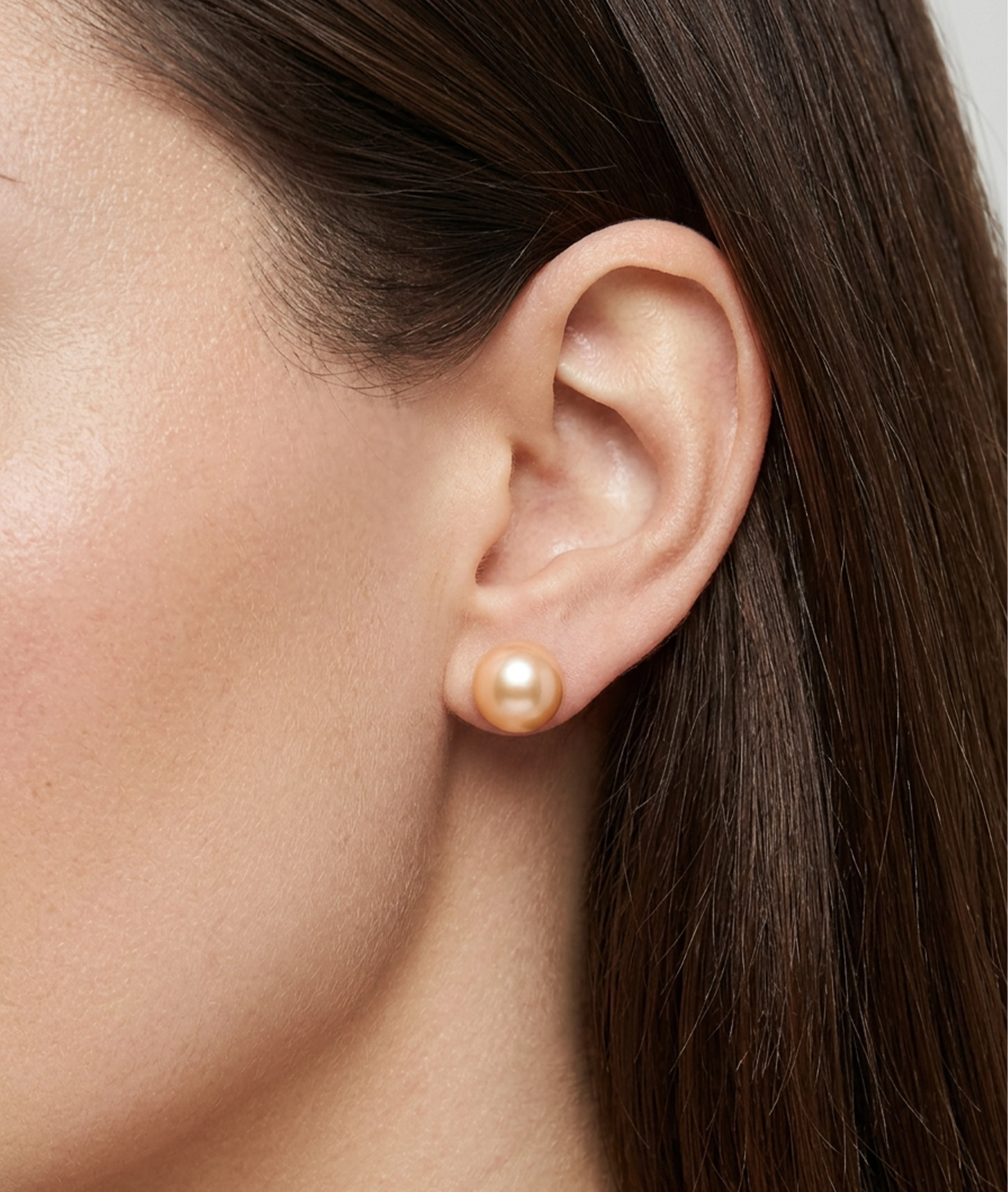 10mm Peach Freshwater Round Pearl Stud Earrings