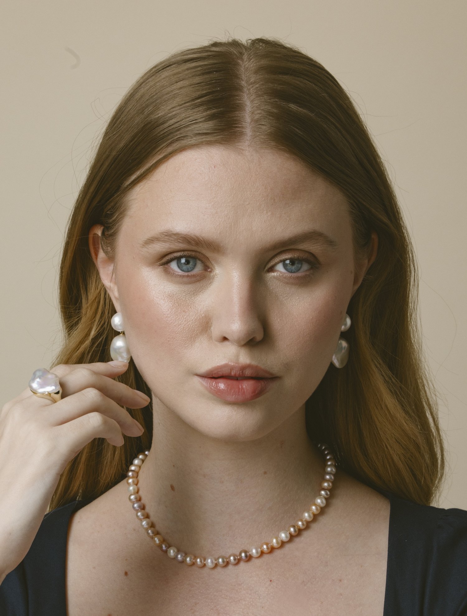 White Freshwater Baroque Pearl Isla Ring