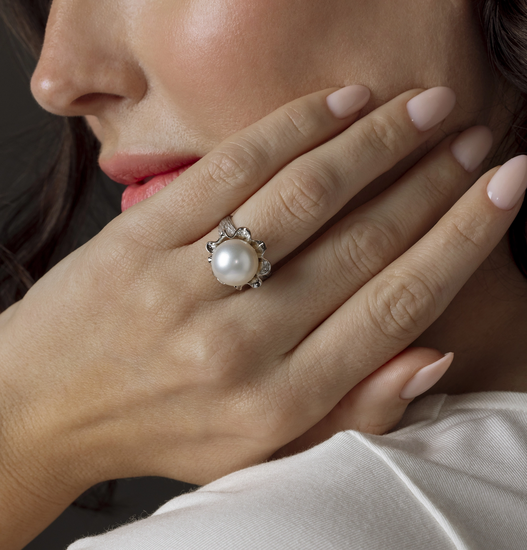 South Sea Pearl &amp; Diamond Robin Ring