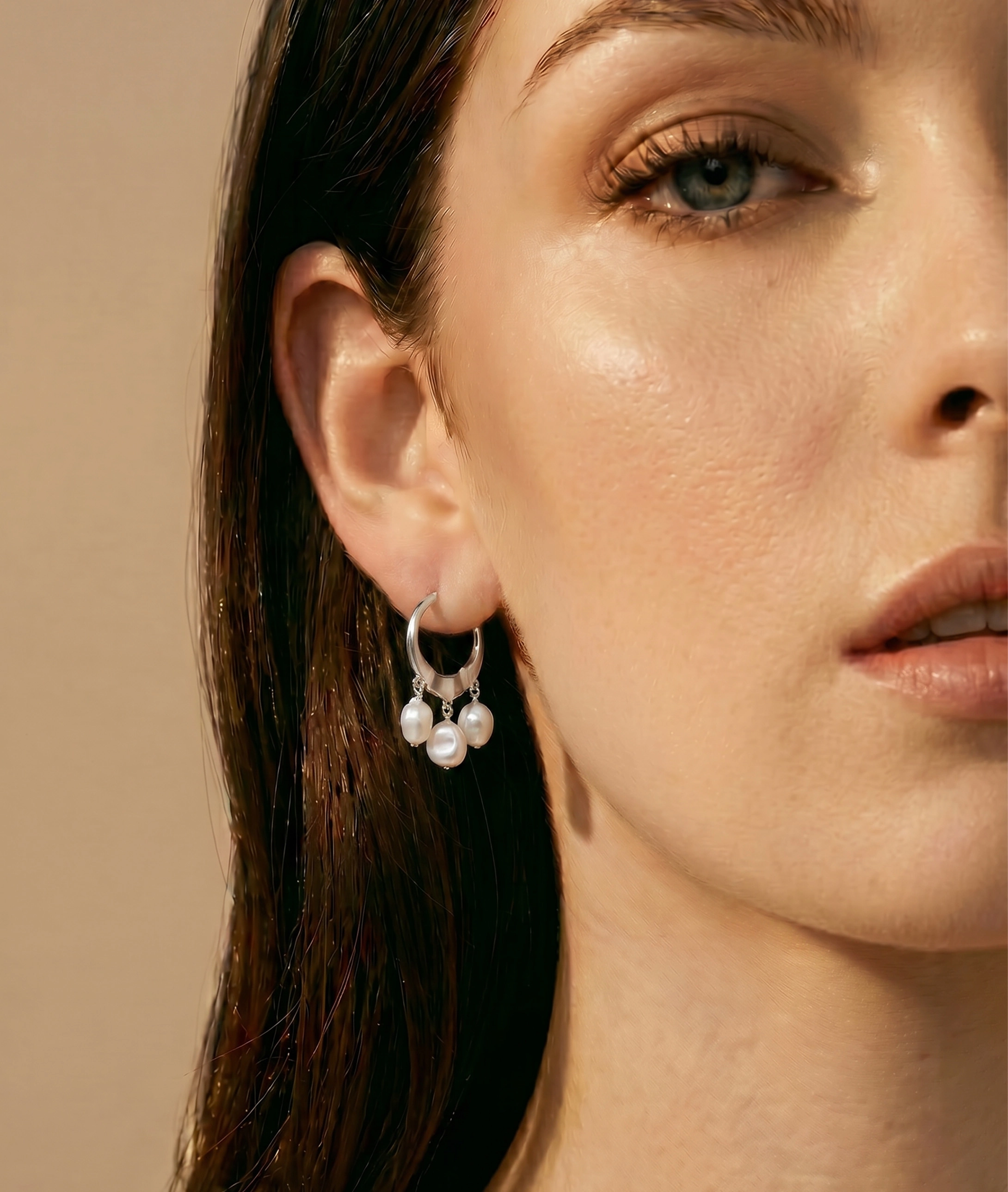 White Freshwater Baroque Pearl Amara Earrings