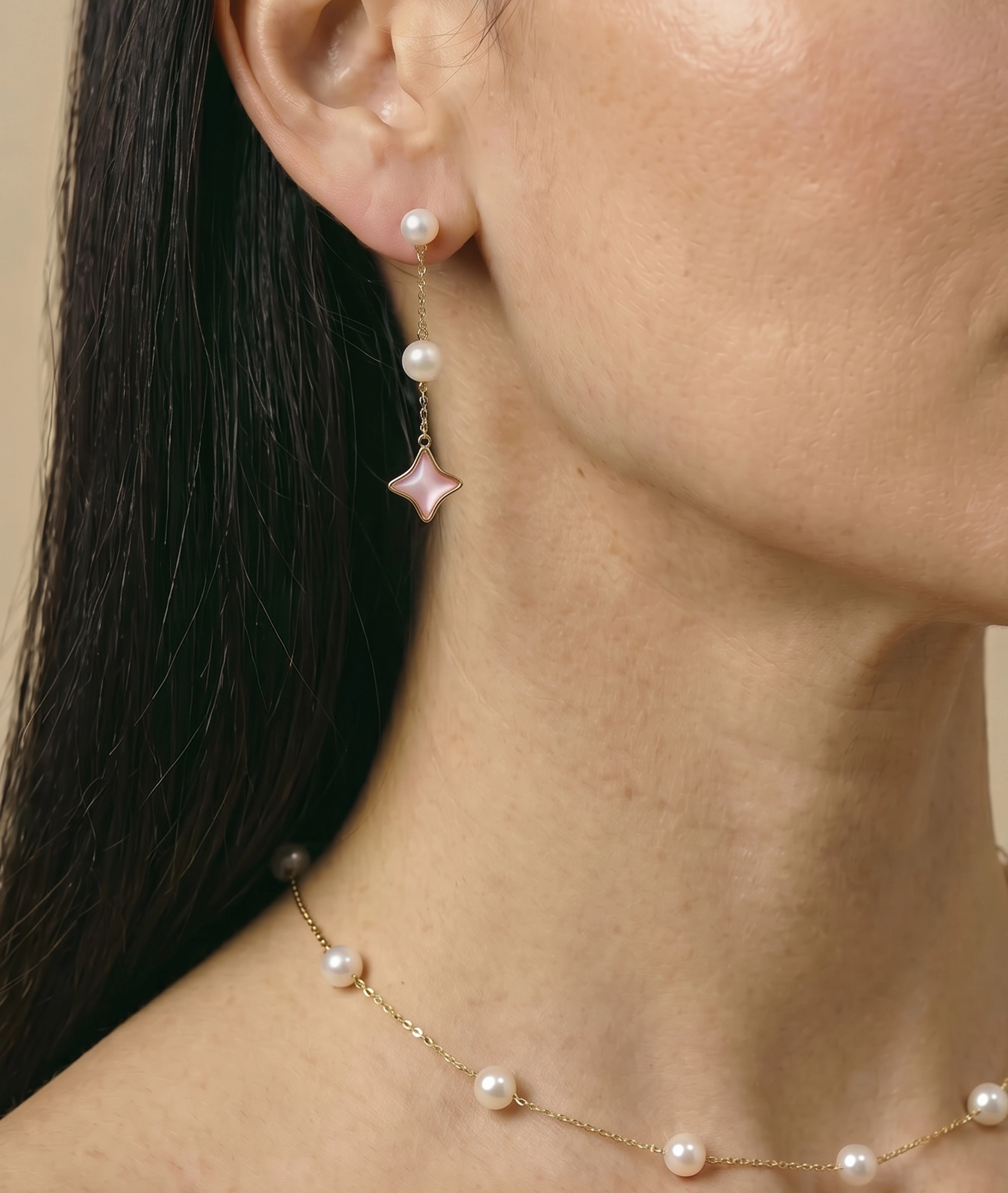 White Freshwater Pearl Anika Earrings