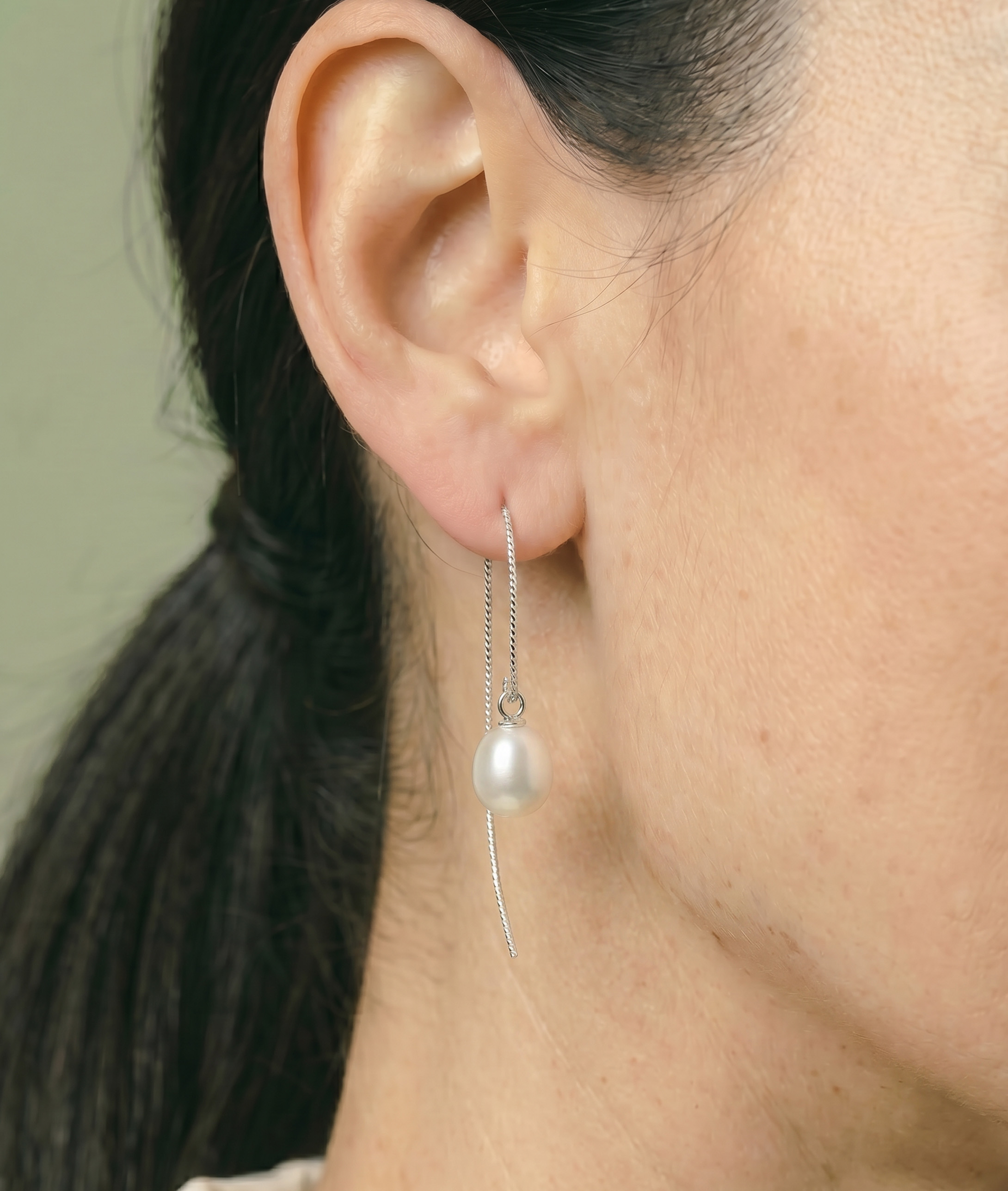 White Freshwater Pearl Bonnie Earrings - Secondary Image