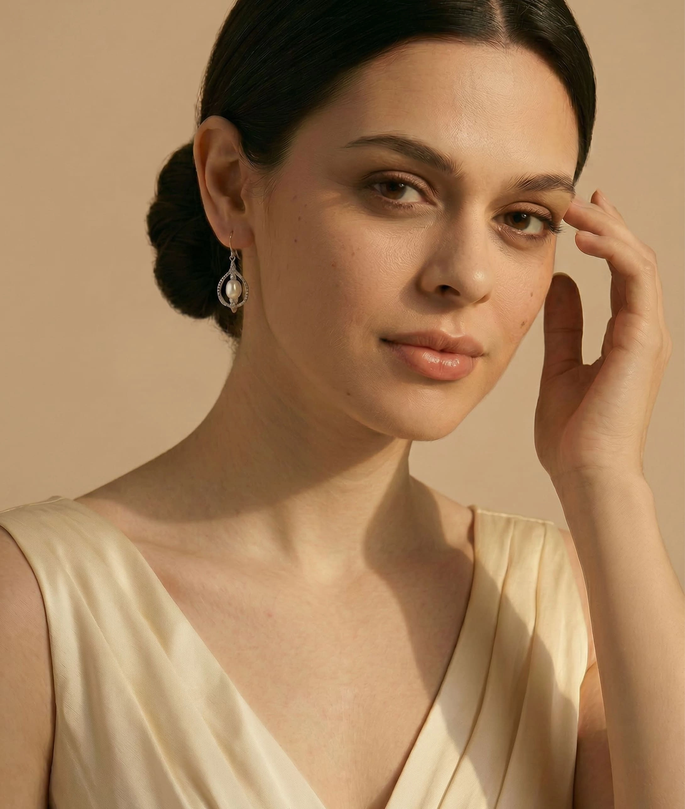 White Freshwater Pearl Eternal Earrings