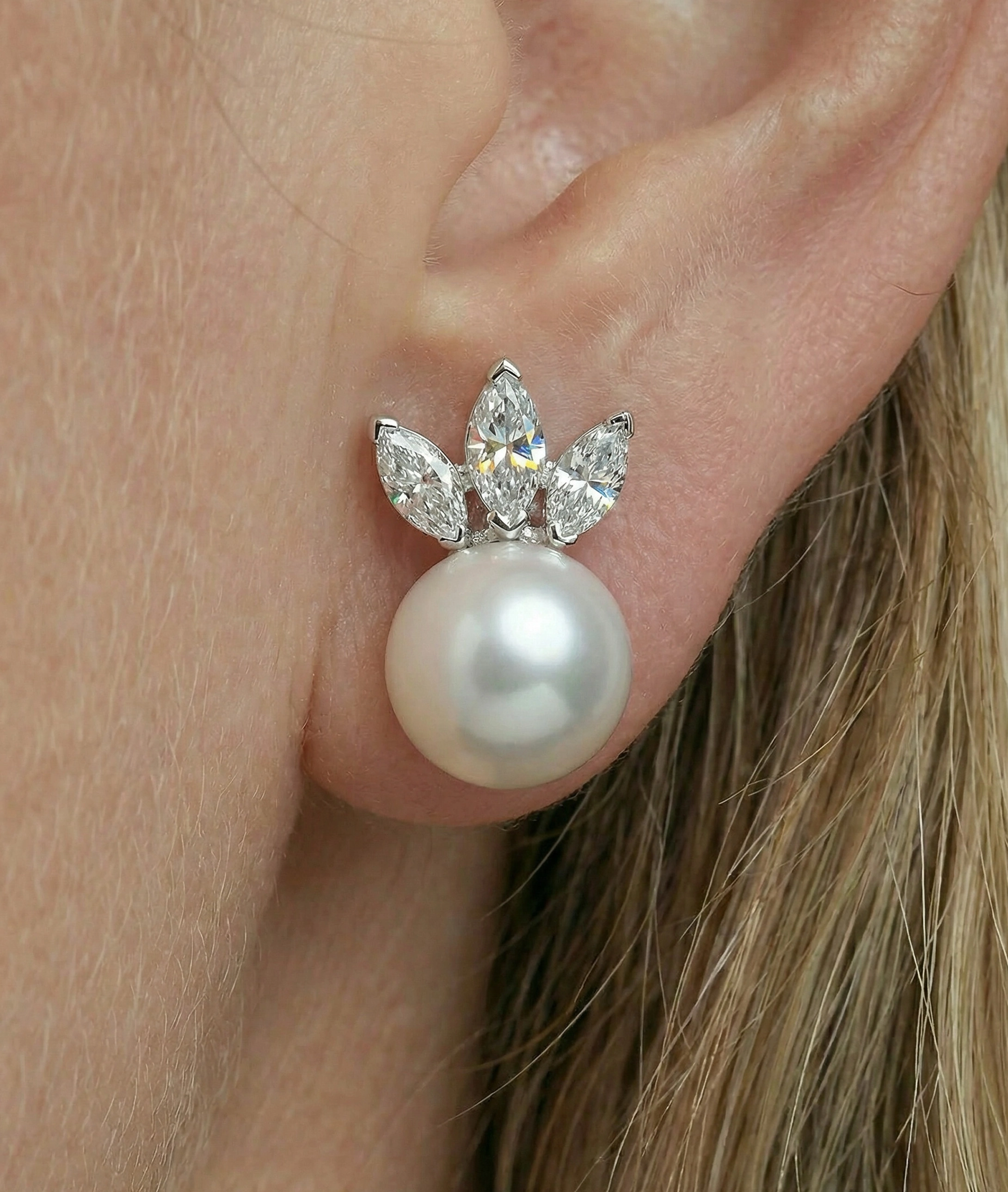 White Freshwater Pearl Imperial Earrings