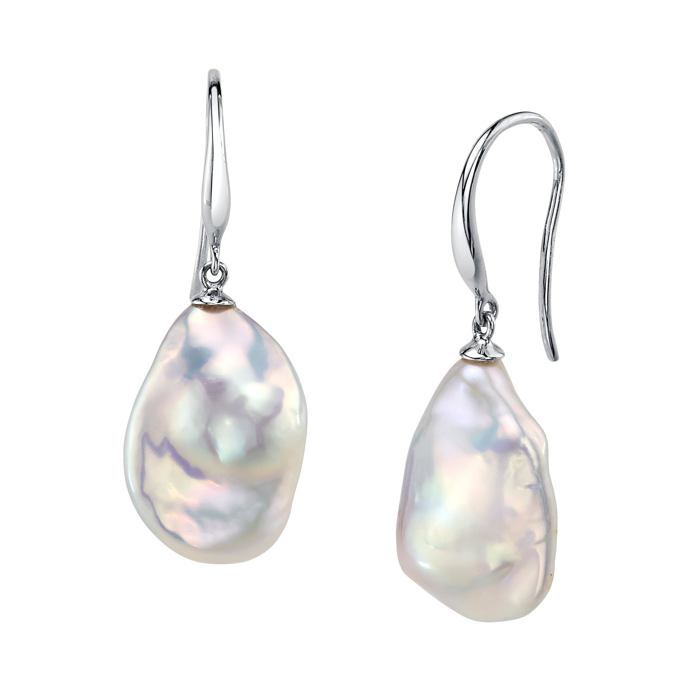 12mm White Freshwater Baroque Pearl Savanah Earrings