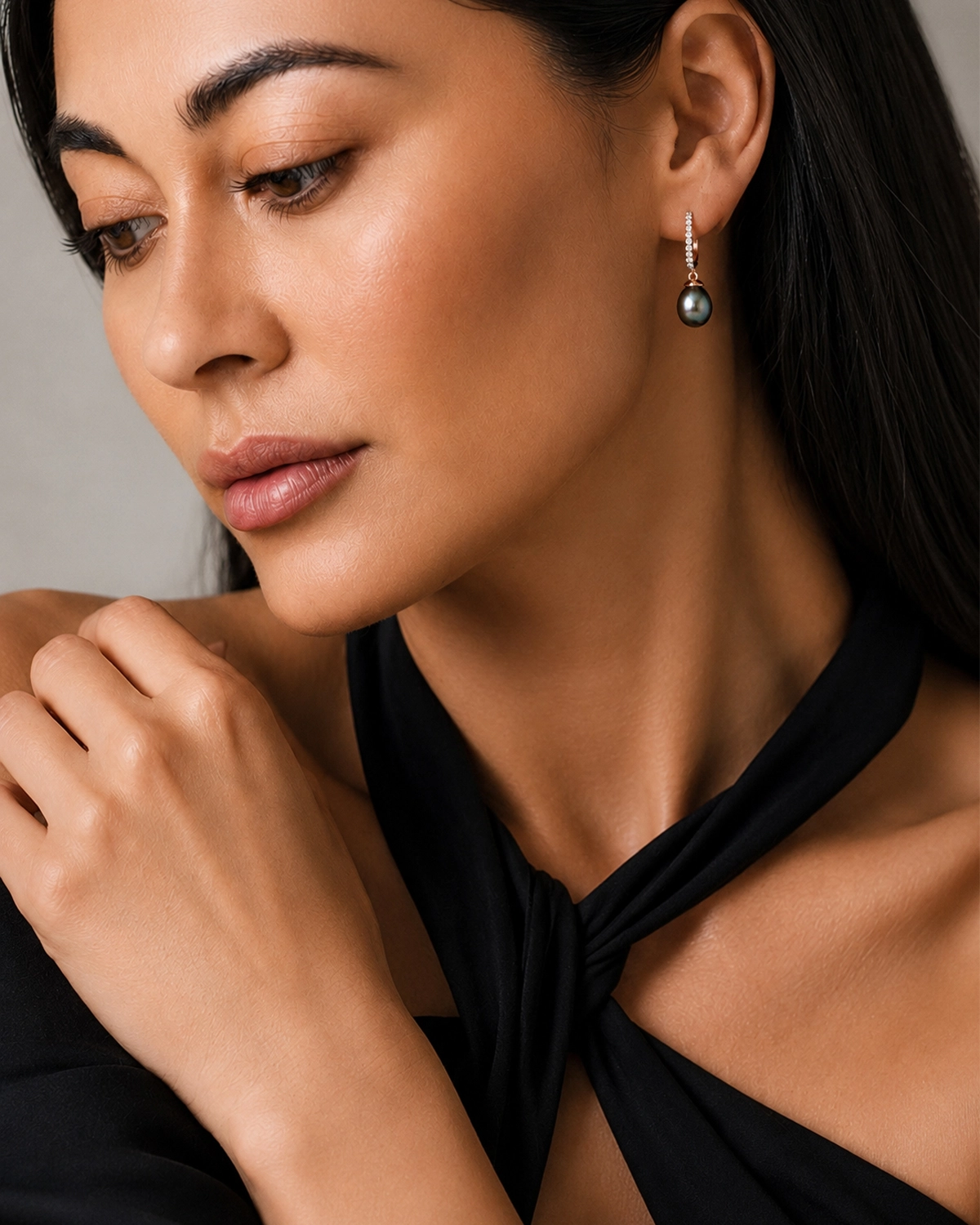 Tahitian South Sea Pearl Rose Gold Plated Zara Earrings