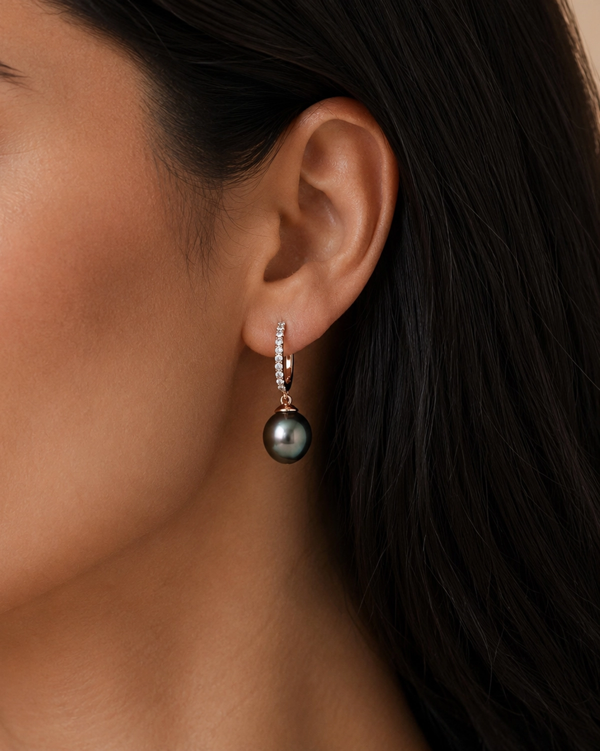 Tahitian South Sea Pearl Rose Gold Plated Zara Earrings