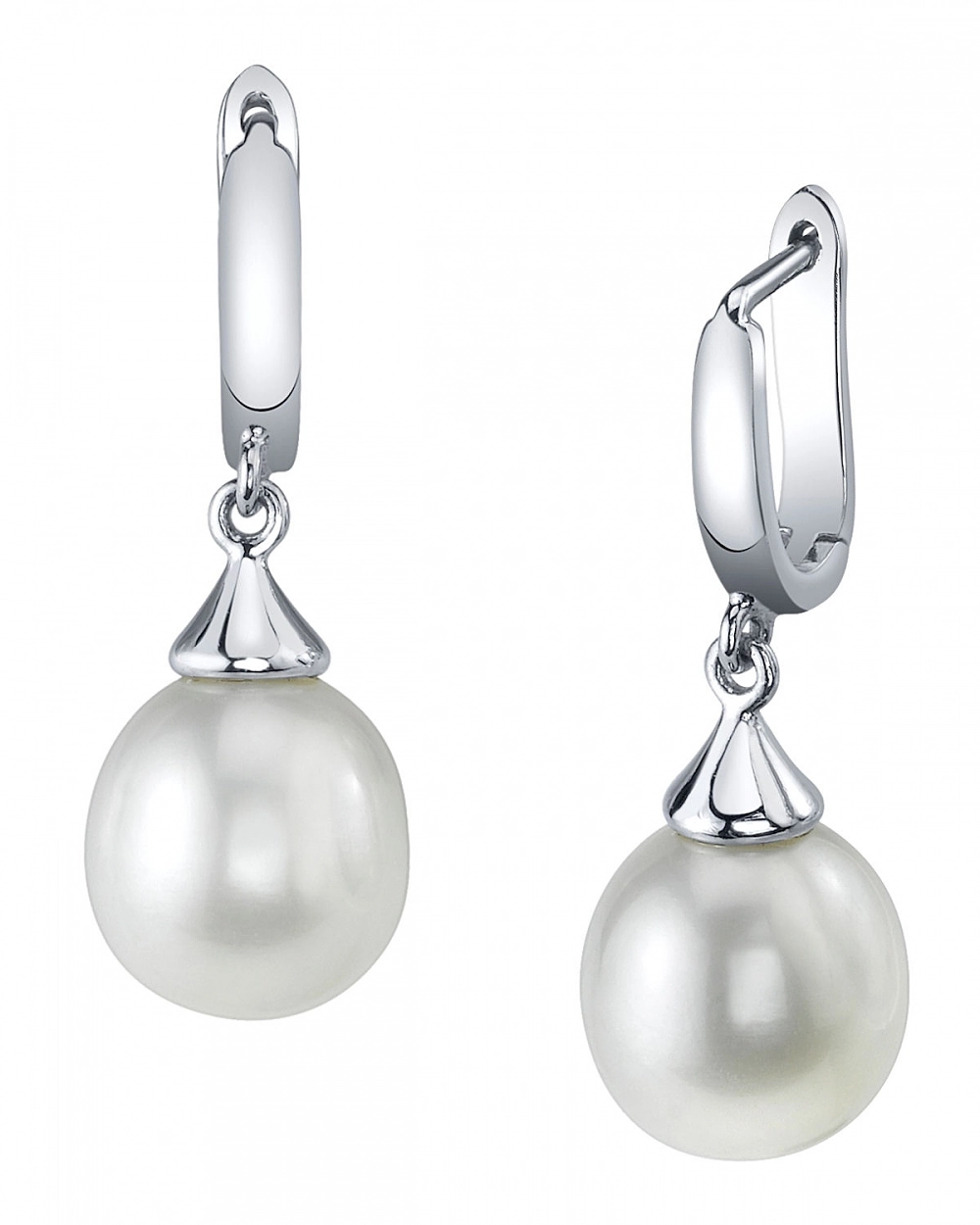 White Freshwater Teardrop Pearl Leverback Earrings
