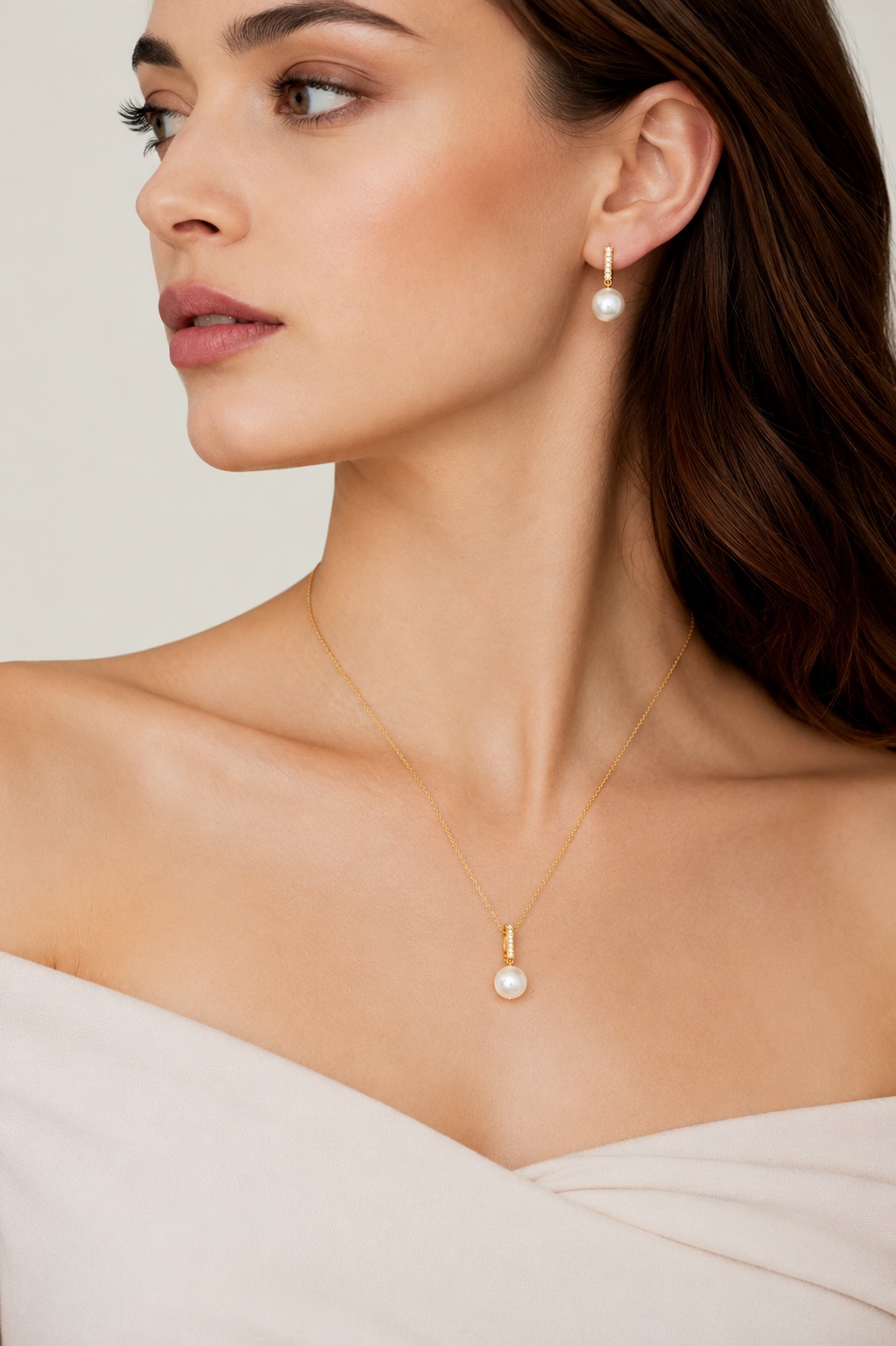 Akoya Pearl Dangling Diamond Pendant - Secondary Image