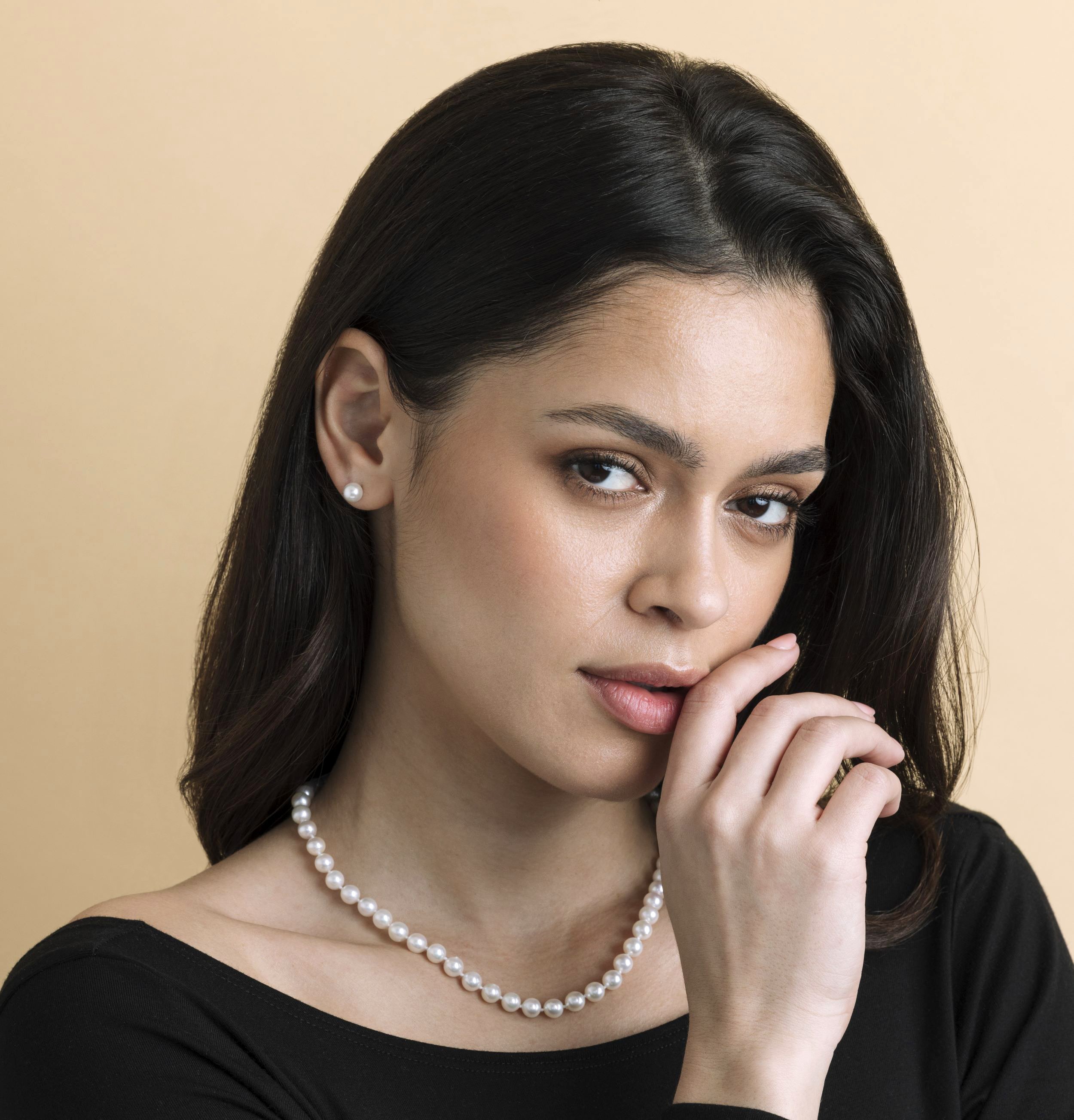 6.5-7.0mm Japanese Akoya Pearl Necklace & Earrings