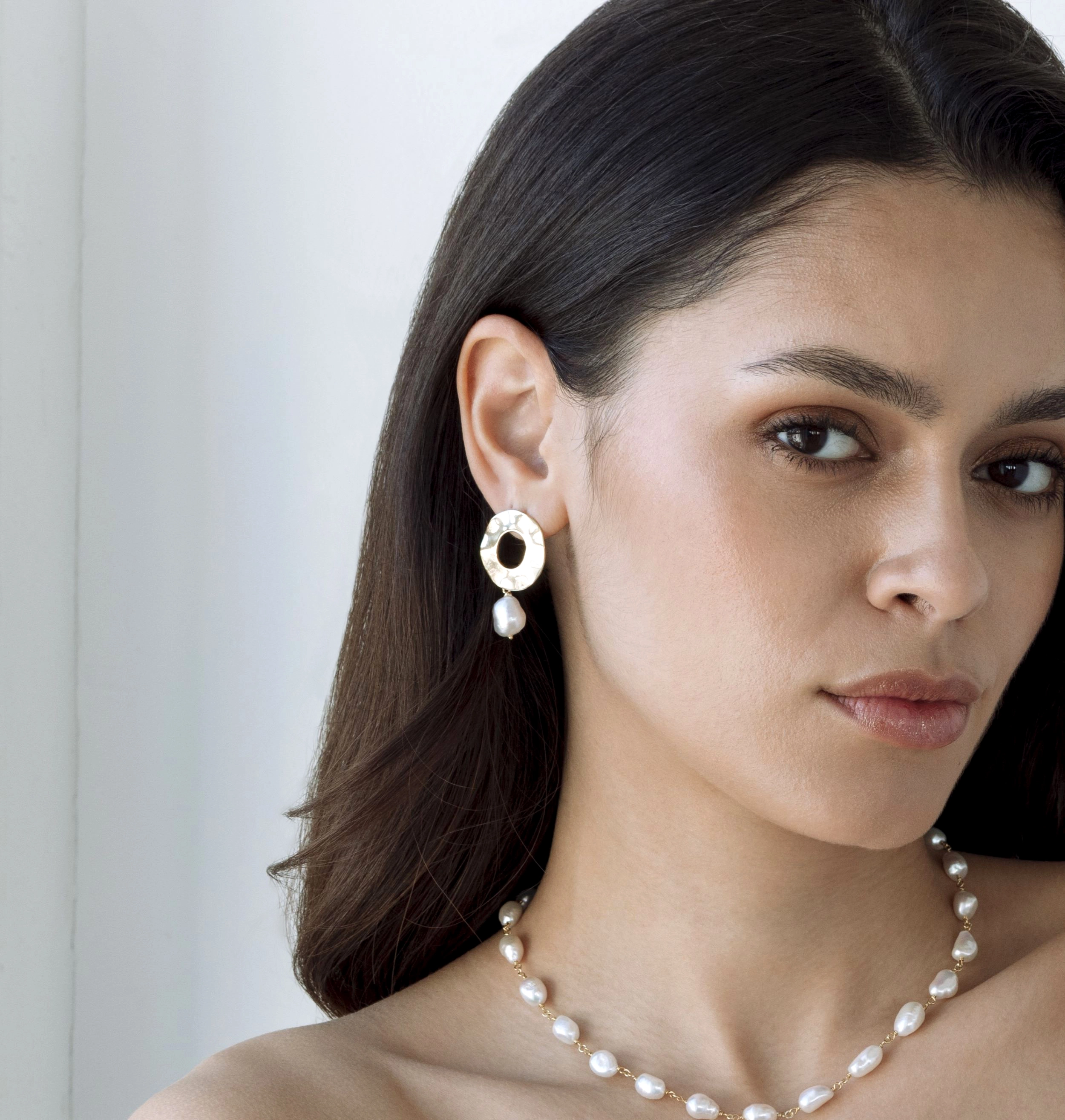 White Freshwater Baroque Pearl Mabel Earrings