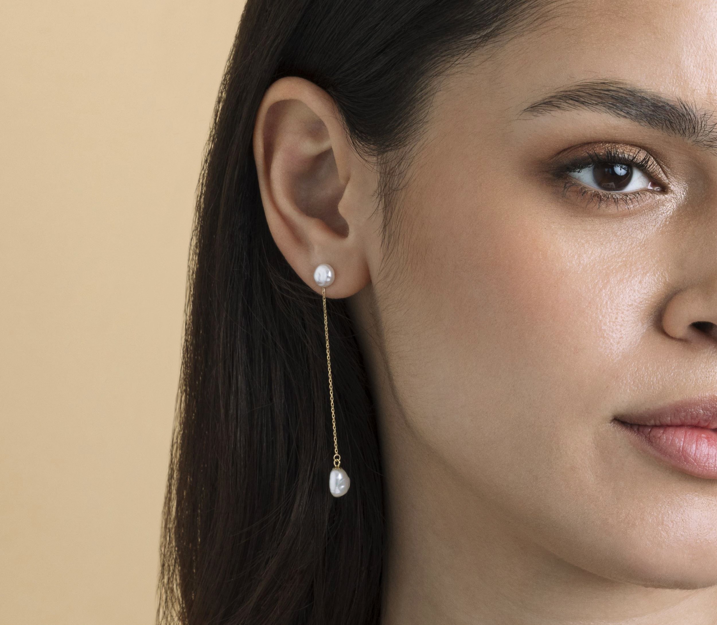 Double White Freshwater Keshi Pearl Joana Earrings