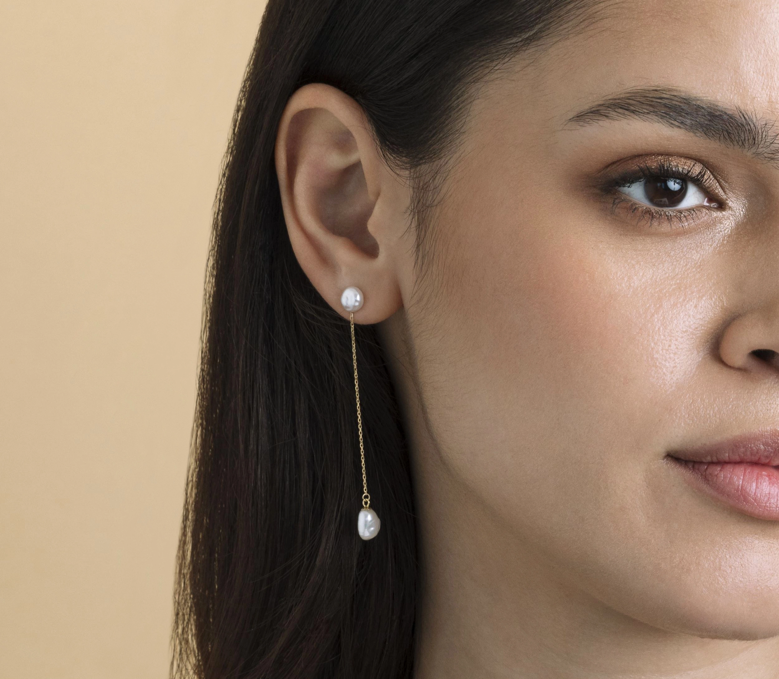 Double White Freshwater Keshi Pearl Joana Earrings