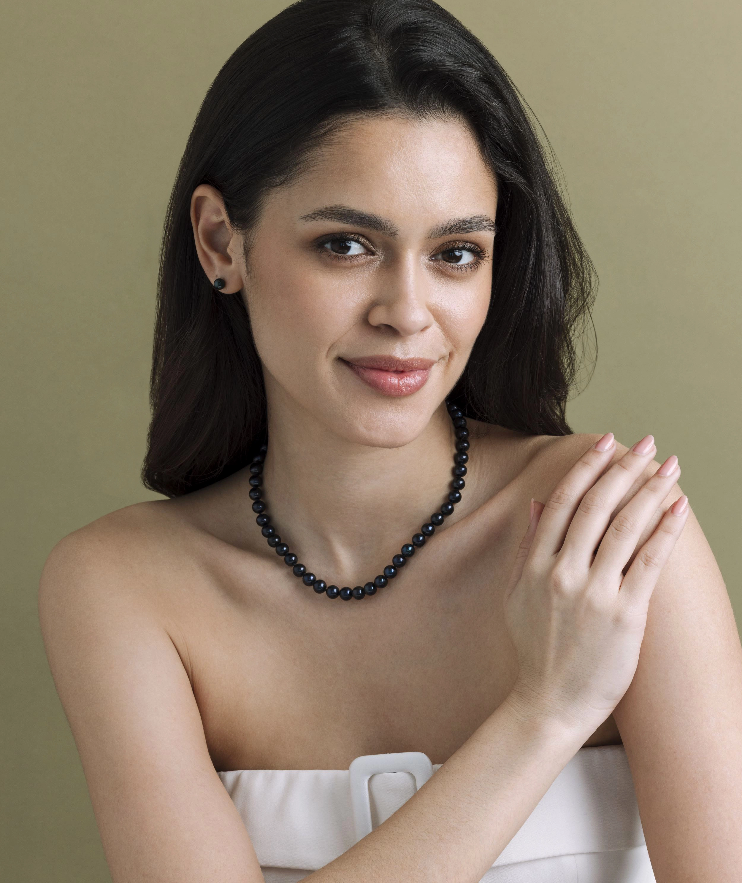 7.5-8.0mm Black Freshwater Pearl Necklace - AAA Quality