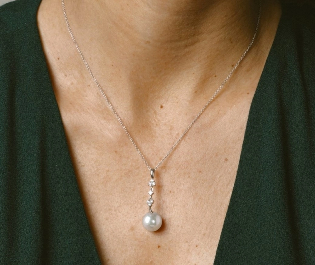 White South Sea Pearl & Lab Grown Diamond Georgia Pendant
