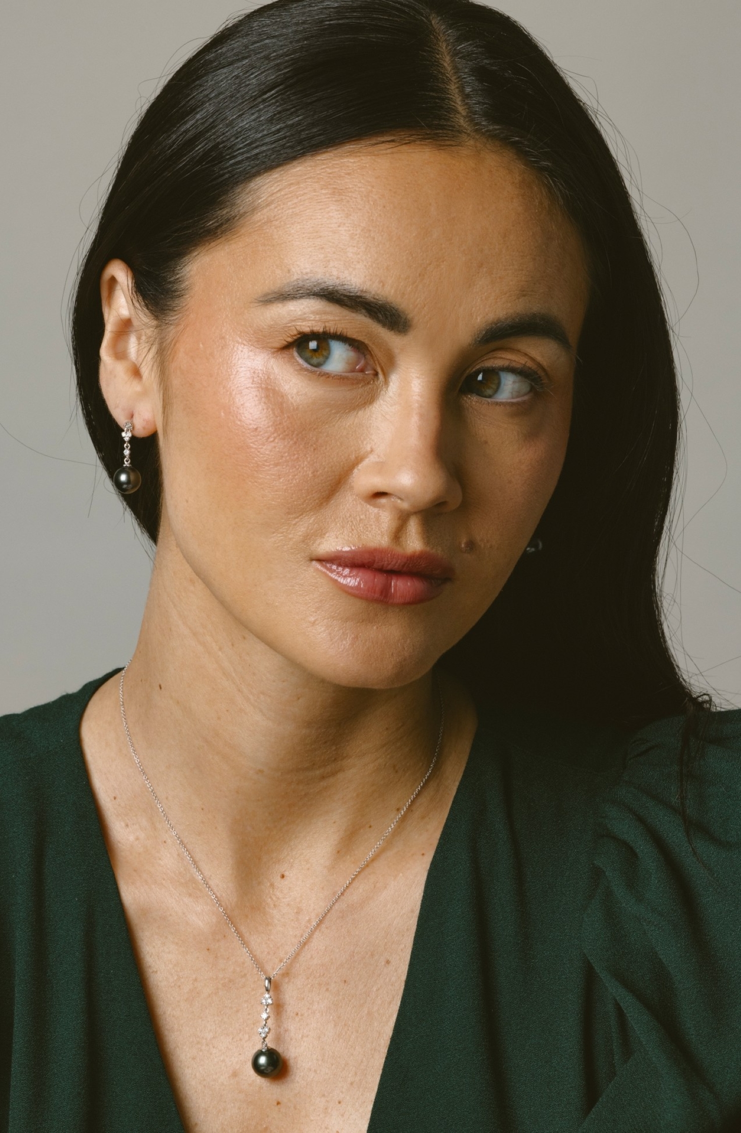 Tahitian South Sea Pearl & Lab Grown Diamond Georgia Earrings