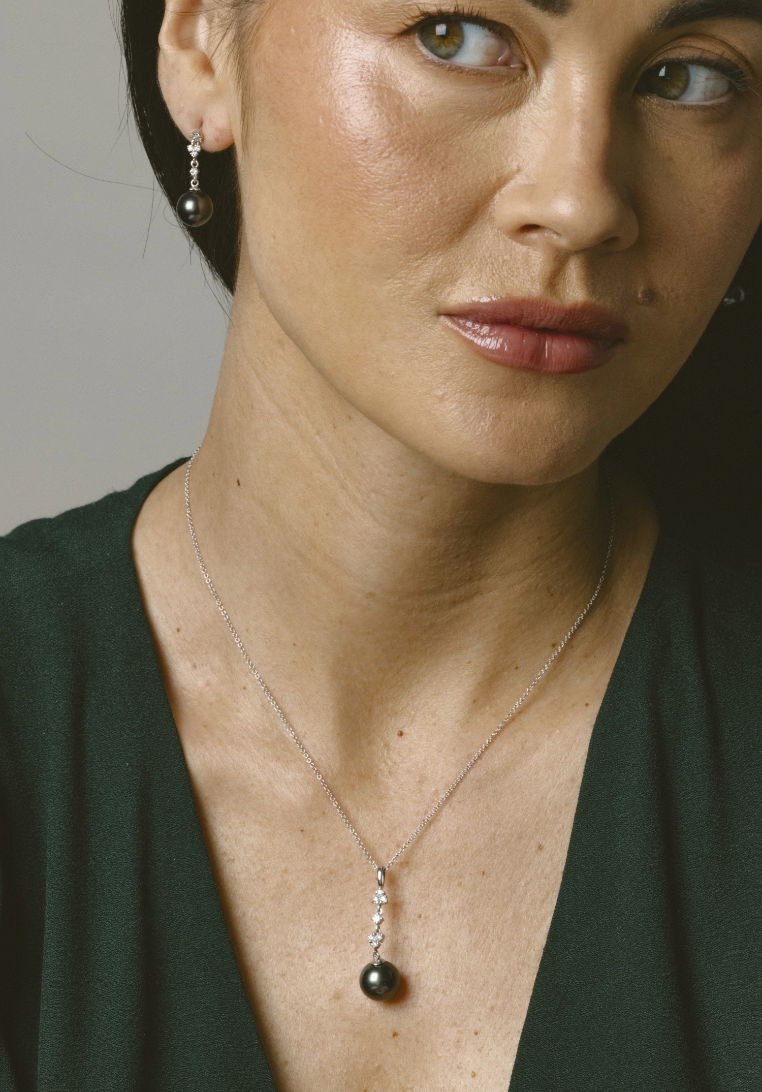 Tahitian South Sea Pearl & Lab Grown Diamond Georgia Earrings