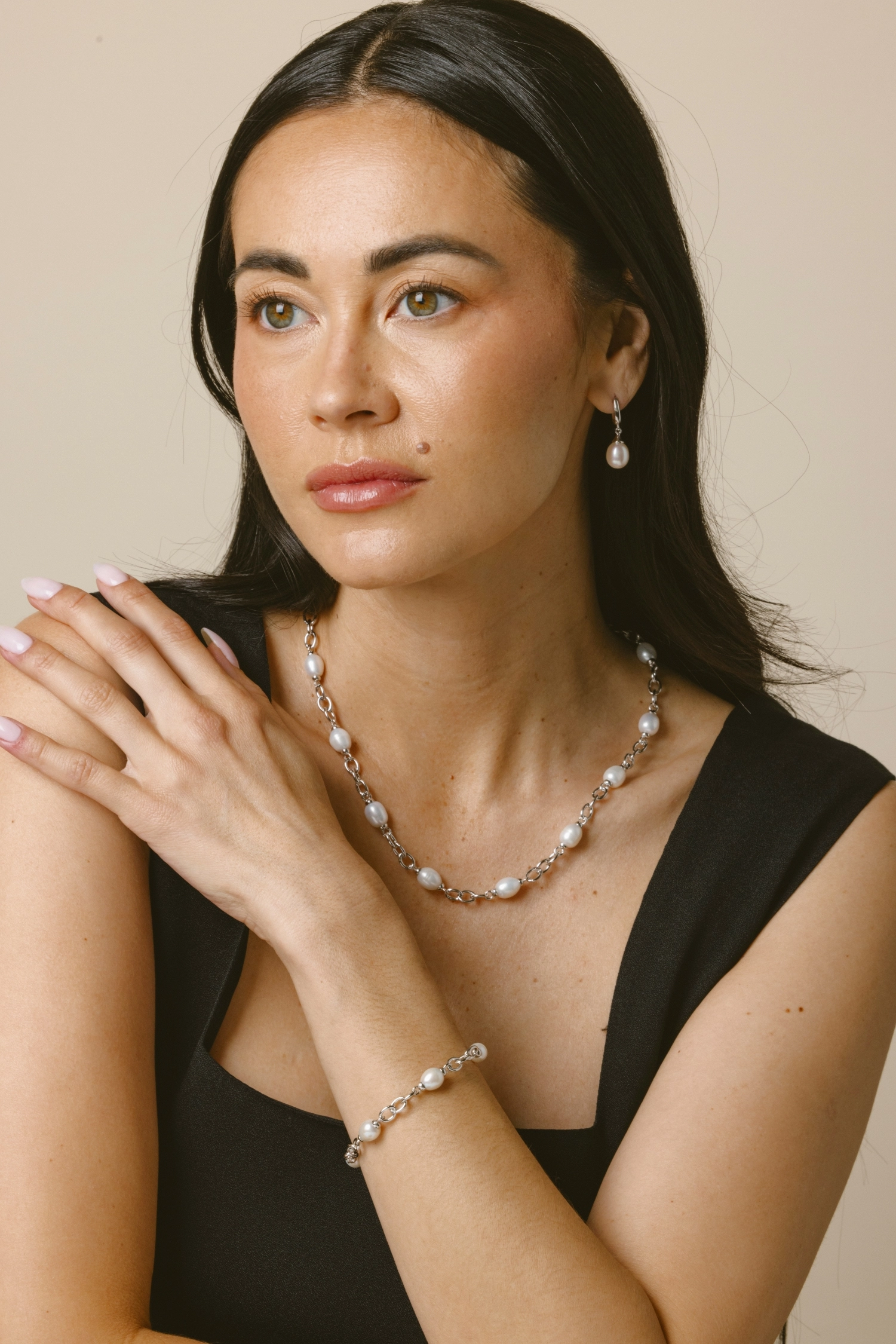 White Freshwater Baroque Pearl Miren Necklace