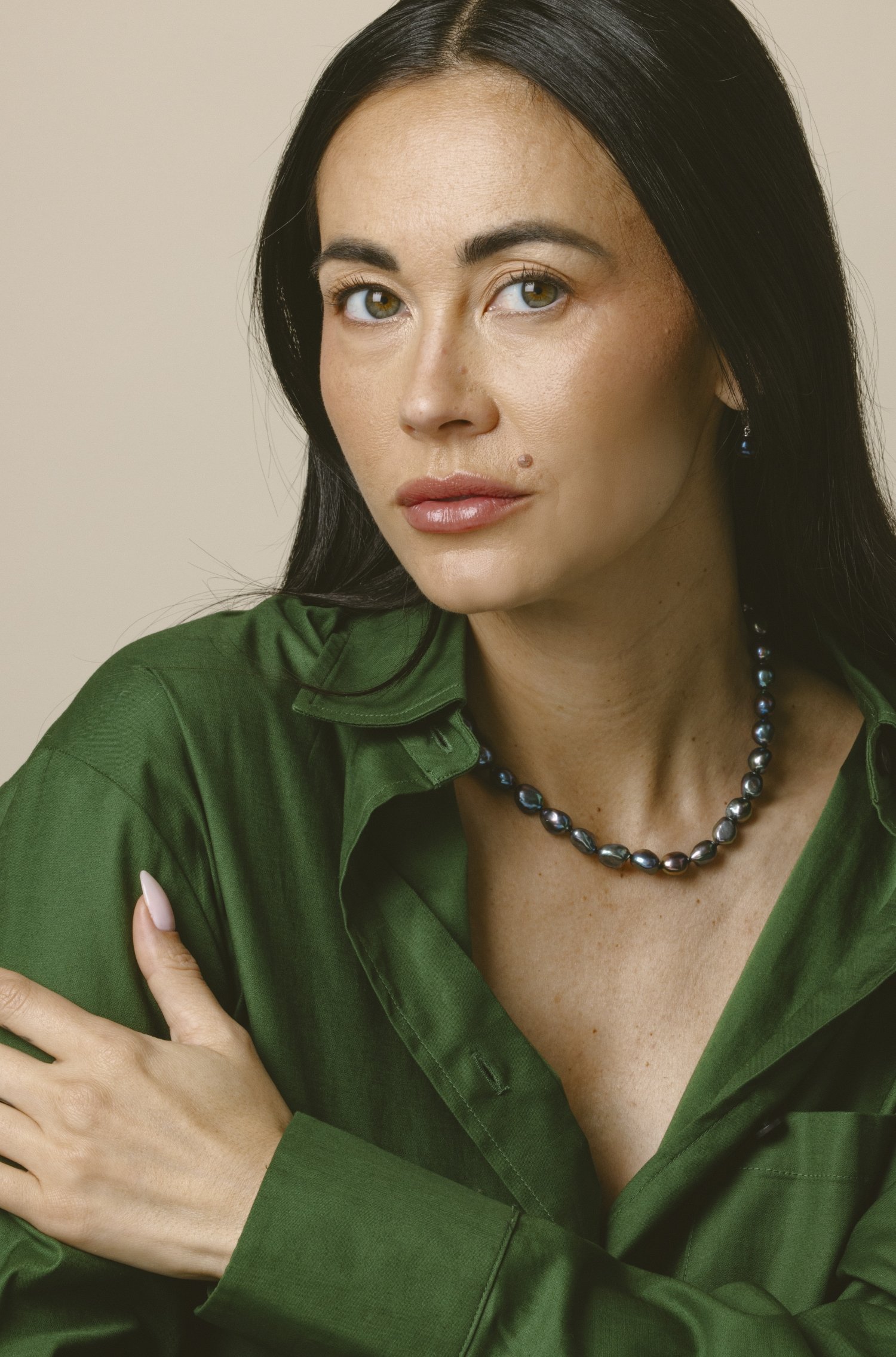 9-10mm Black Freshwater Baroque Pearl Necklace