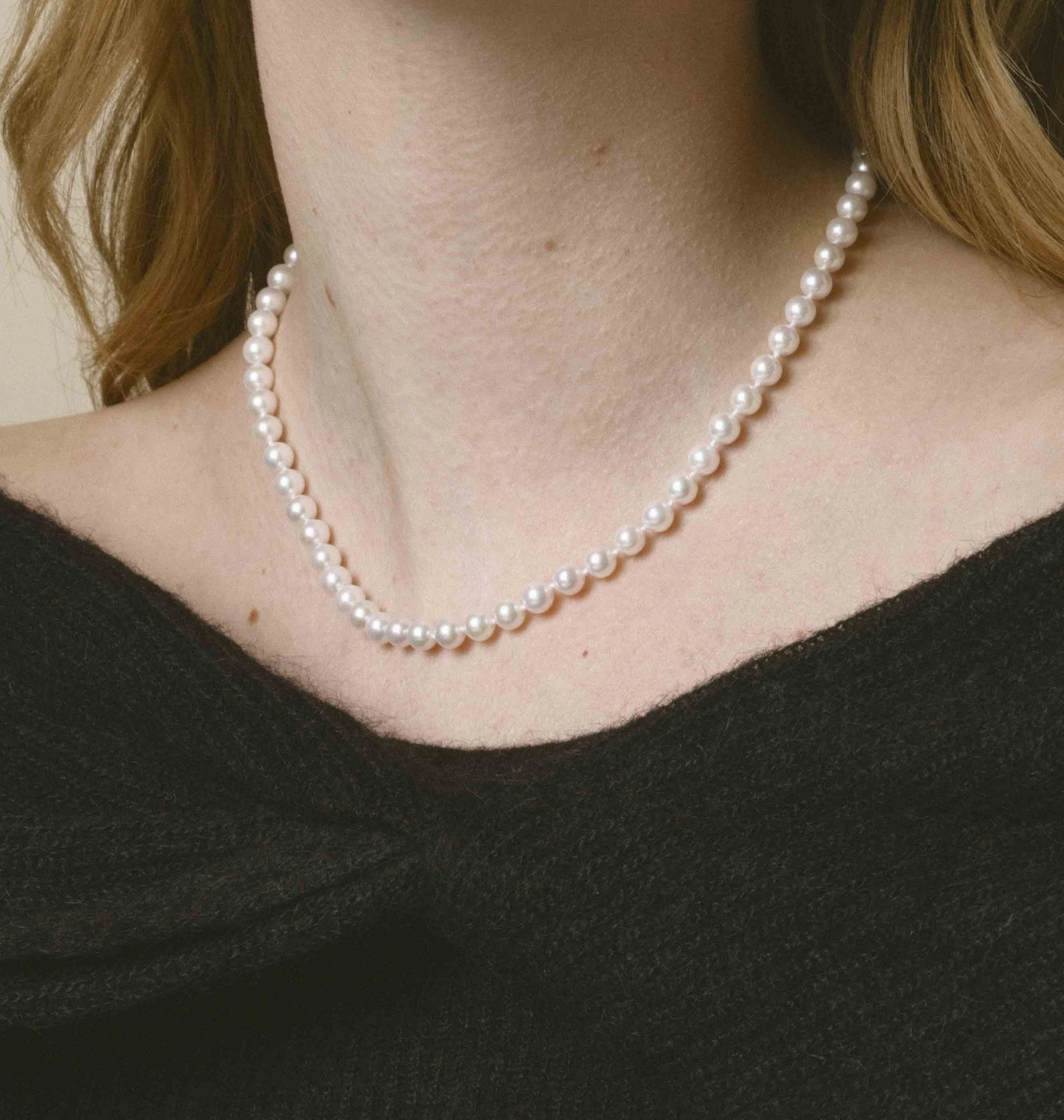 5.5-6.0mm Japanese Akoya White Pearl Necklace- AAA Quality